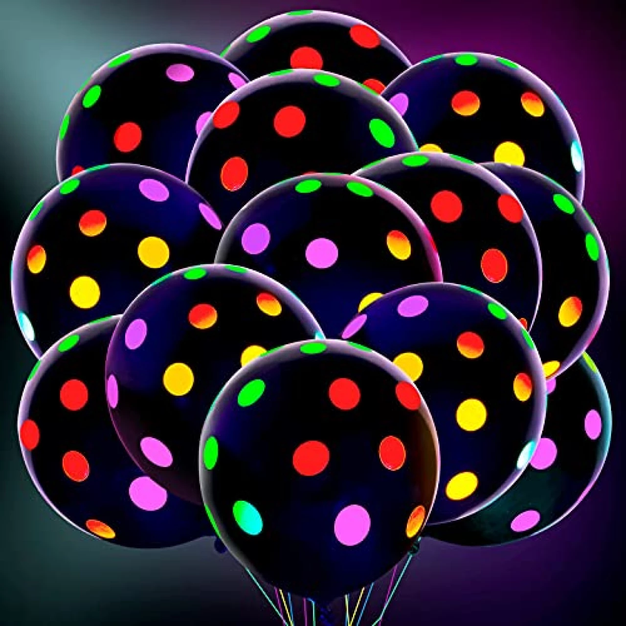 50 Pcs 12 Inch Neon Glow Balloons Glow in The Dark Balloons UV Polka Dot Blacklight Balloons Fluorescent Latex Balloons for Birthday Wedding Neon Party Decorations Supplies