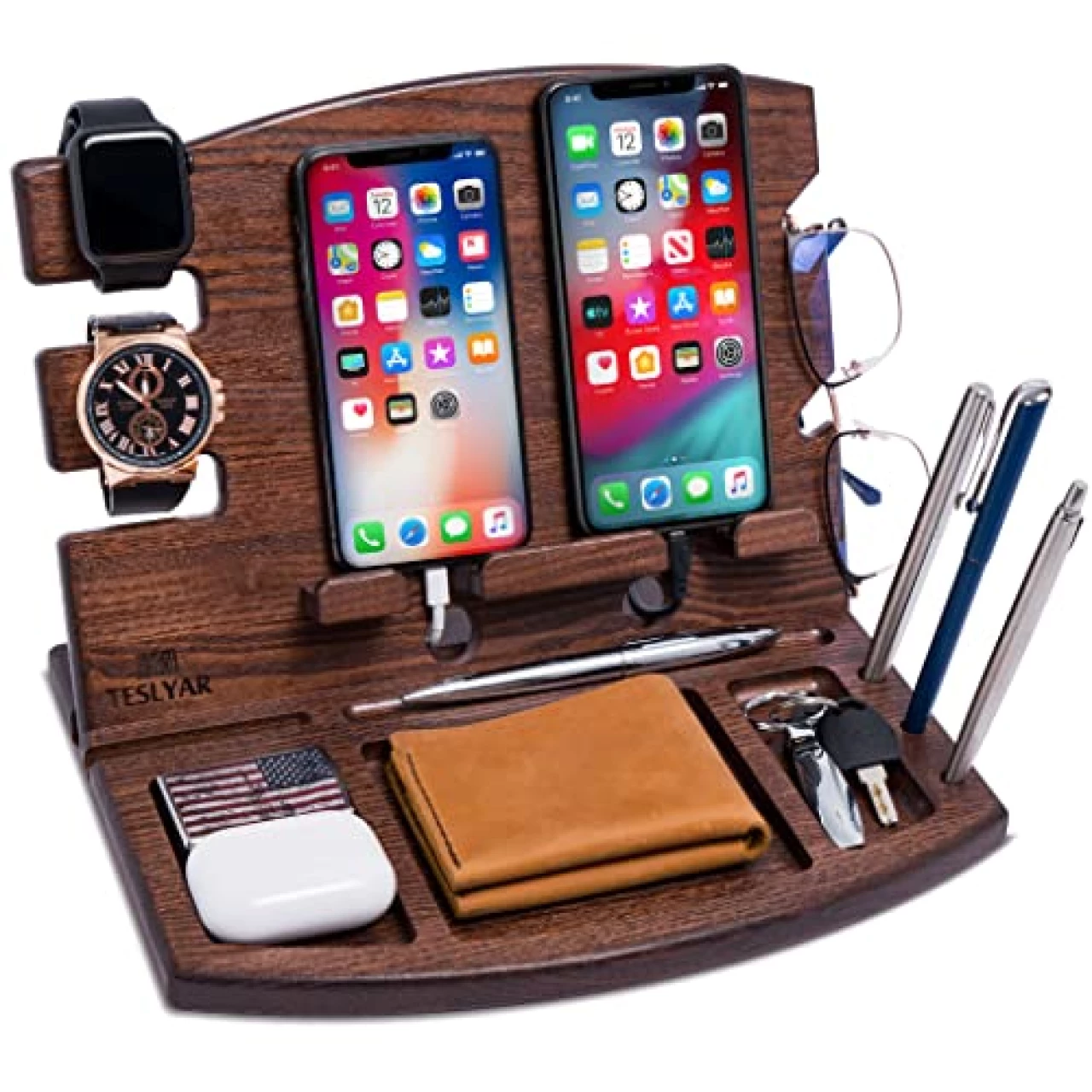 TESLYAR Wood Phone Docking Station