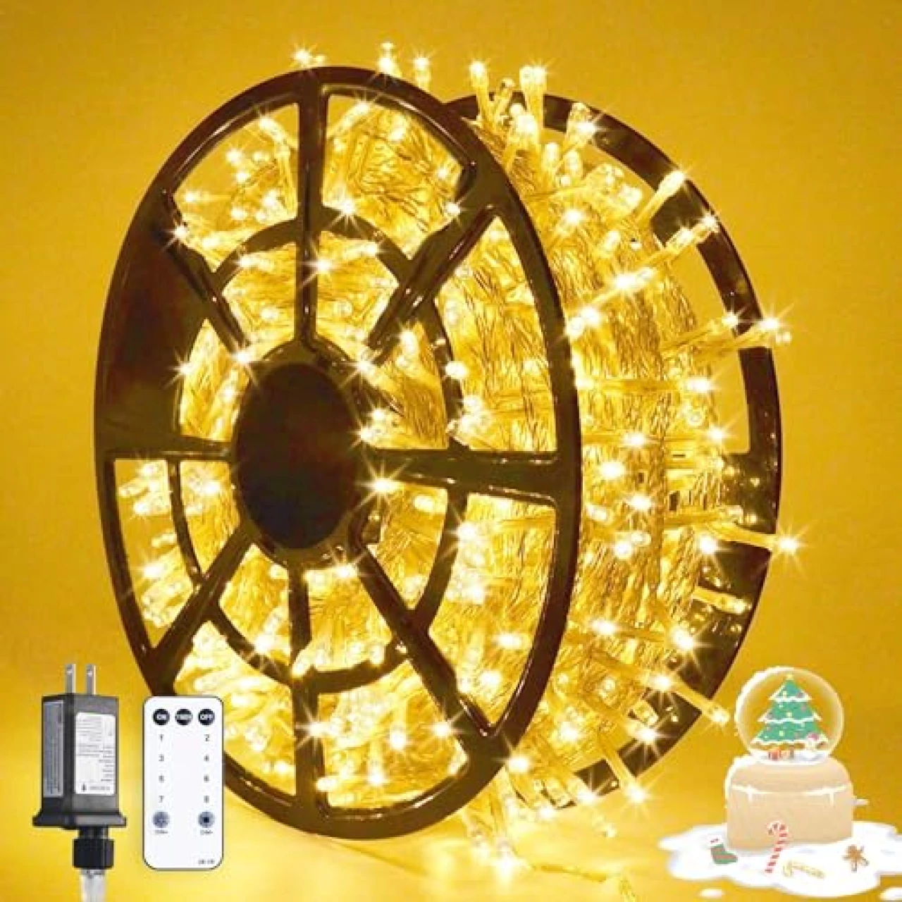 JMEXSUSS 168FT 600 LED Christmas Lights Outdoor Waterproof 8 Modes Indoor Christmas String Lights Warm White Christmas Tree Lights Plug in for Room Bedroom Wedding Party Holiday Decorations.