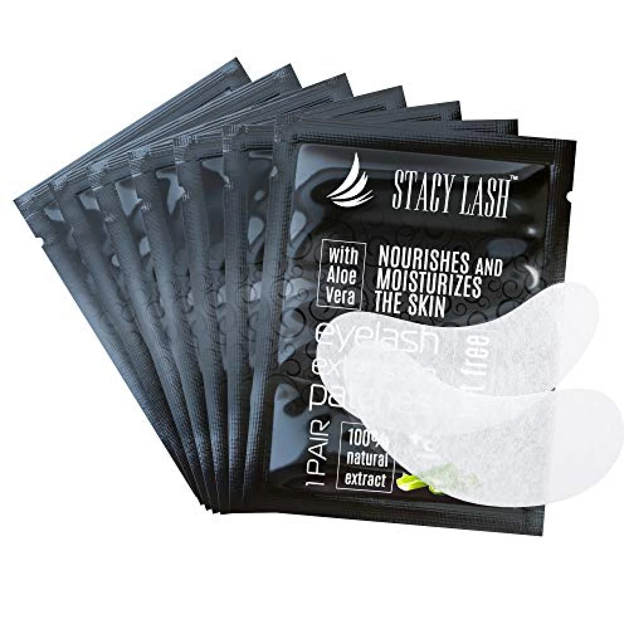 100 Pairs Set Premium Under Eye Gel Pads for Eyelash Extension - Lint Free Patches with Vitamin C and Aloe Vera by Stacy Lash supplies and Beauty tools - Hydrogel Eye Pads - Skin Moisturizes
