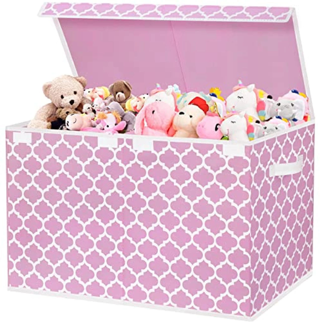 homyfort Toy Box for Girls, Kids - Large Toy Chest Organizers and Storage Boxes with Flip-Top Lid &amp; Divider, Collapsible Container Bins for Playroom, Nursery, Closet, Living Room, 24.5&quot;x13&quot;x16&quot;, Pink