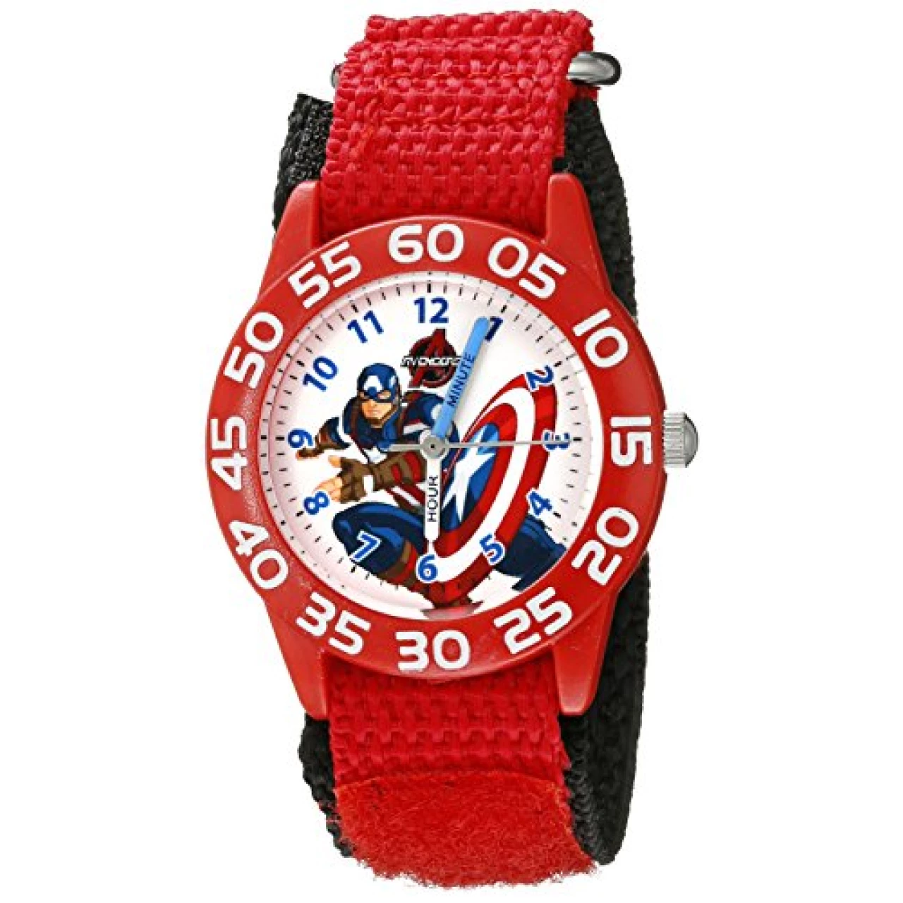 Marvel Kids&rsquo; Plastic Time Teacher Analog Quartz Nylon Strap Watch