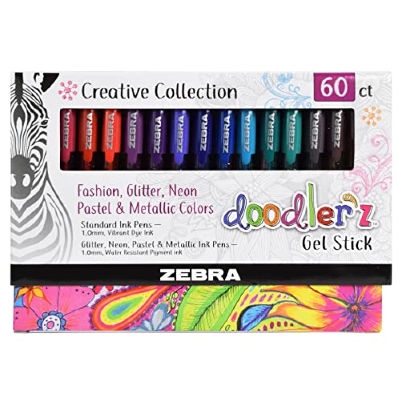 Zebra Pen Doodler&rsquo;z Gel Stick Pen 1.0mm Assorted 60Pk (41960)