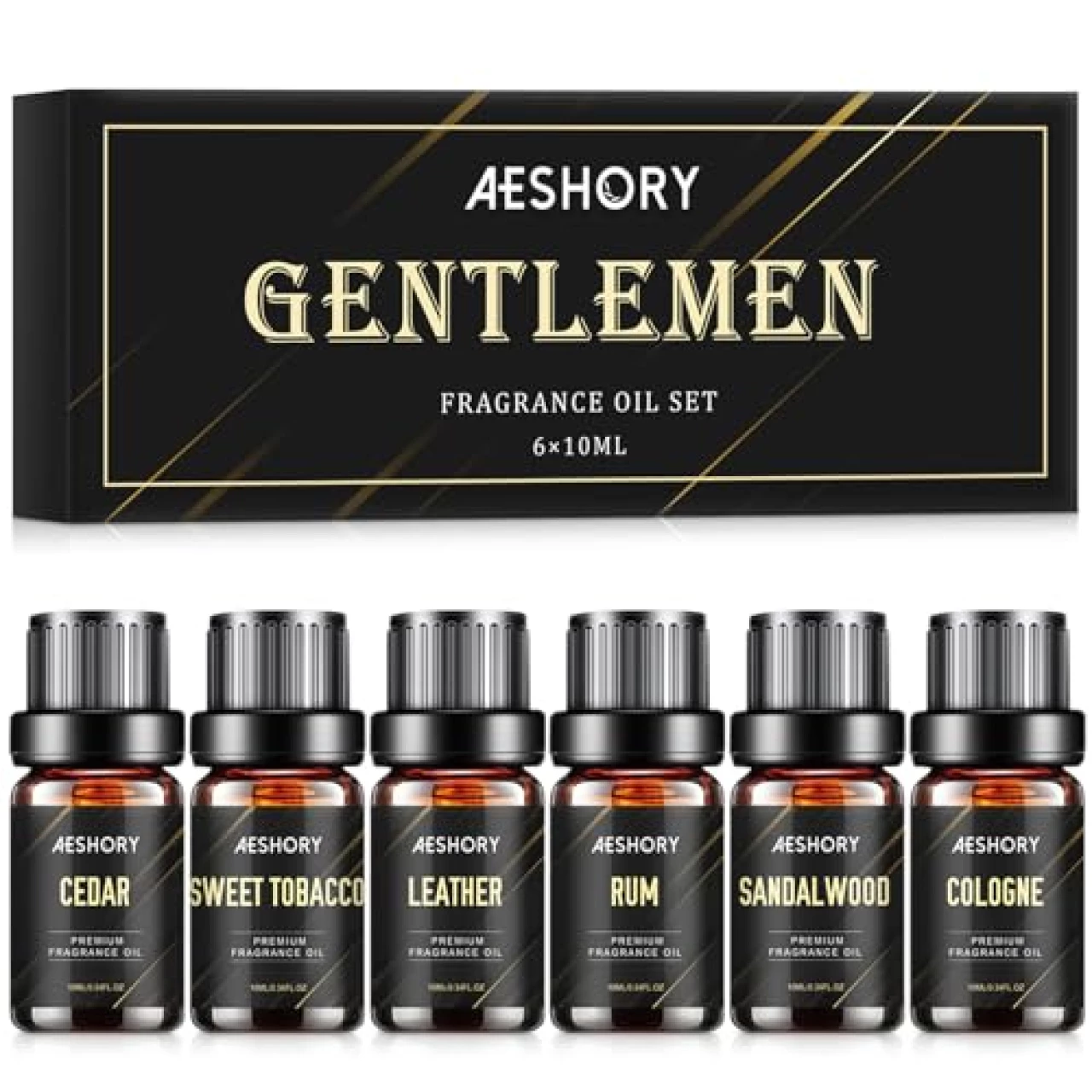 Gentlemen&rsquo;s Essential Oils Set - 6x10ML Mens Fragrance Oil for Candle Making, Diffuser