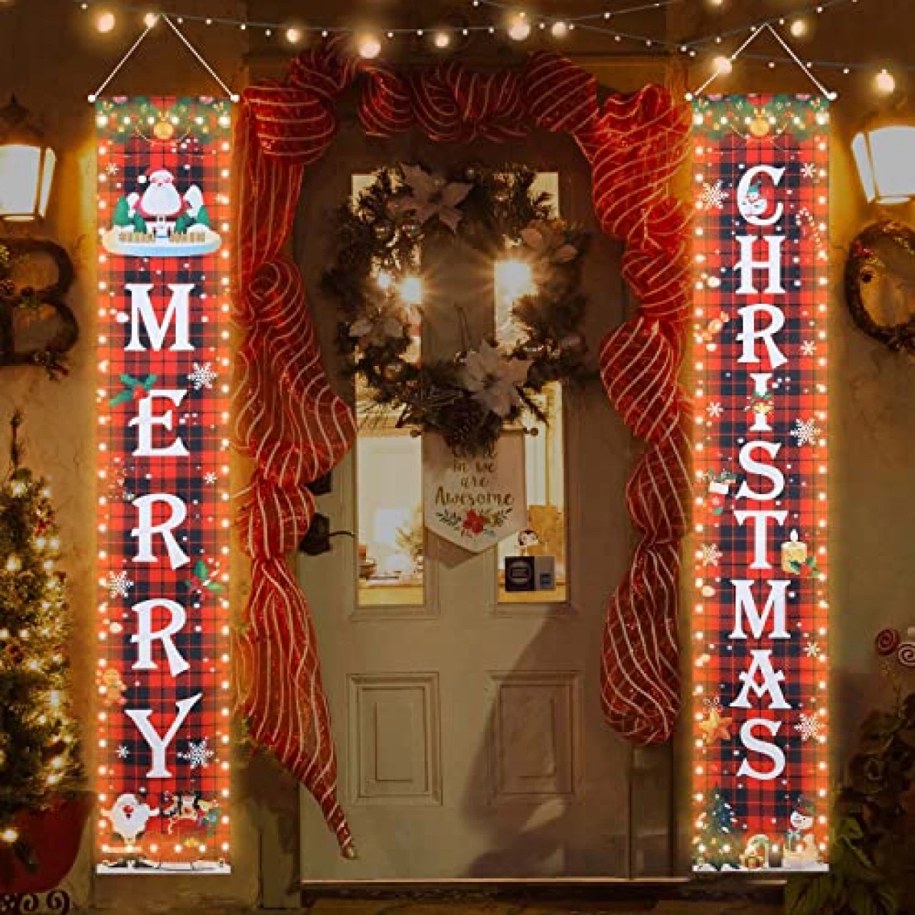 Christmas Decorations with Lights - Outdoor Xmas Lighted Banners Porch Signs Decor