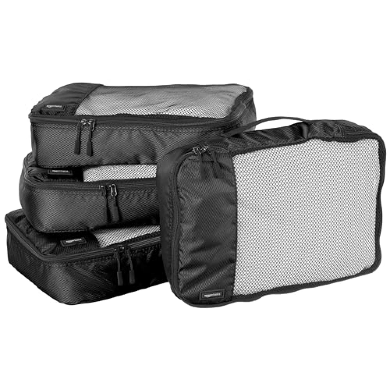 Amazon Basics 4 Piece Packing Travel Organizer Cubes Set - Medium, Black