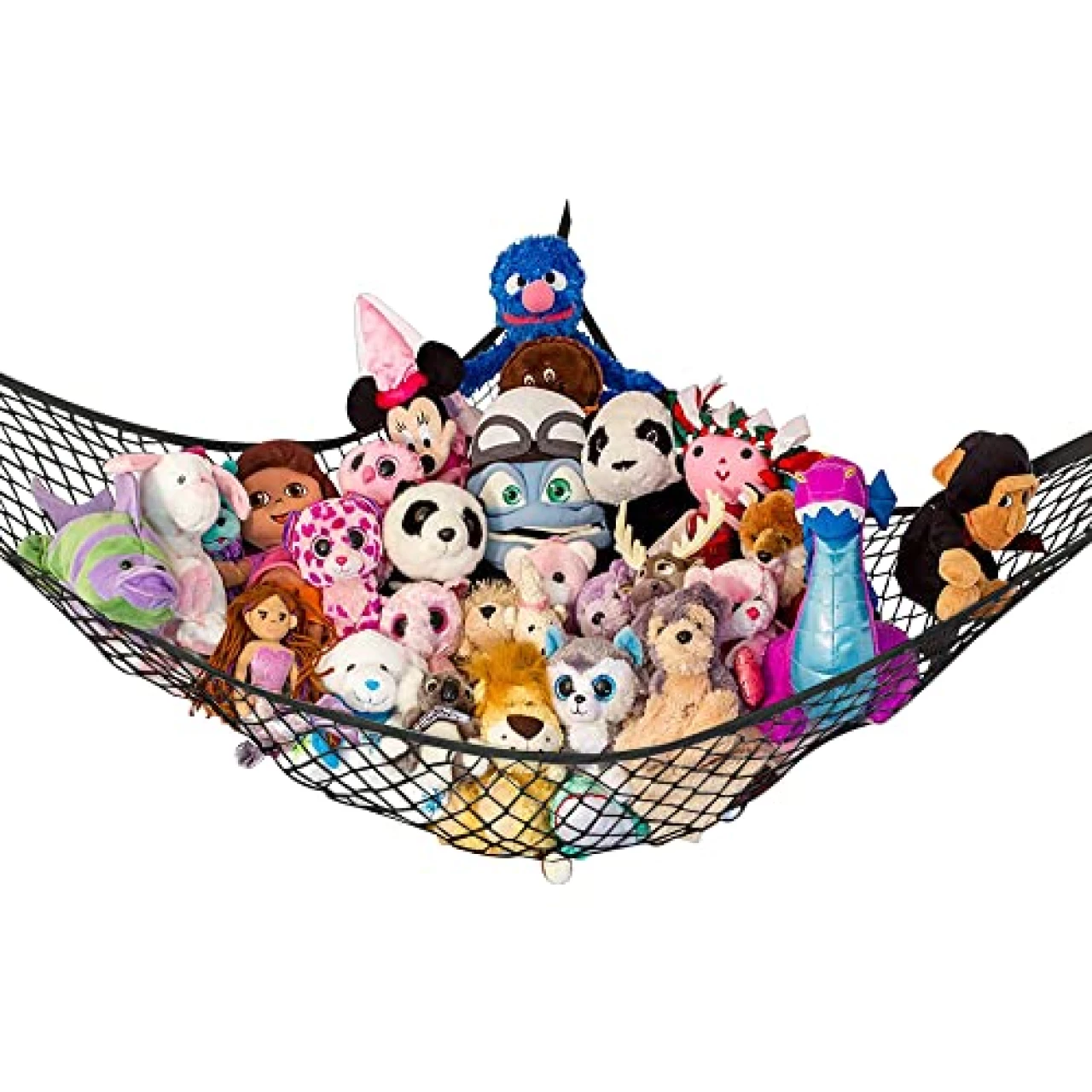 Lilly&rsquo;s Love Large Stuffed Animal Net Hammock for Plushie Toys | Corner Hanging Organizer for your Teddy and Stuffy Collection | Easy to Hang w/Included Anchors &amp; Hooks - Midnight Black