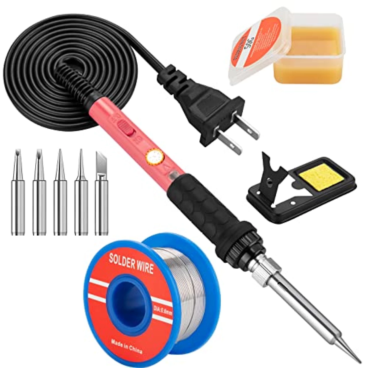 Soldering Iron Kit, 60W Soldering Iron with Interchangeable Iron Tips