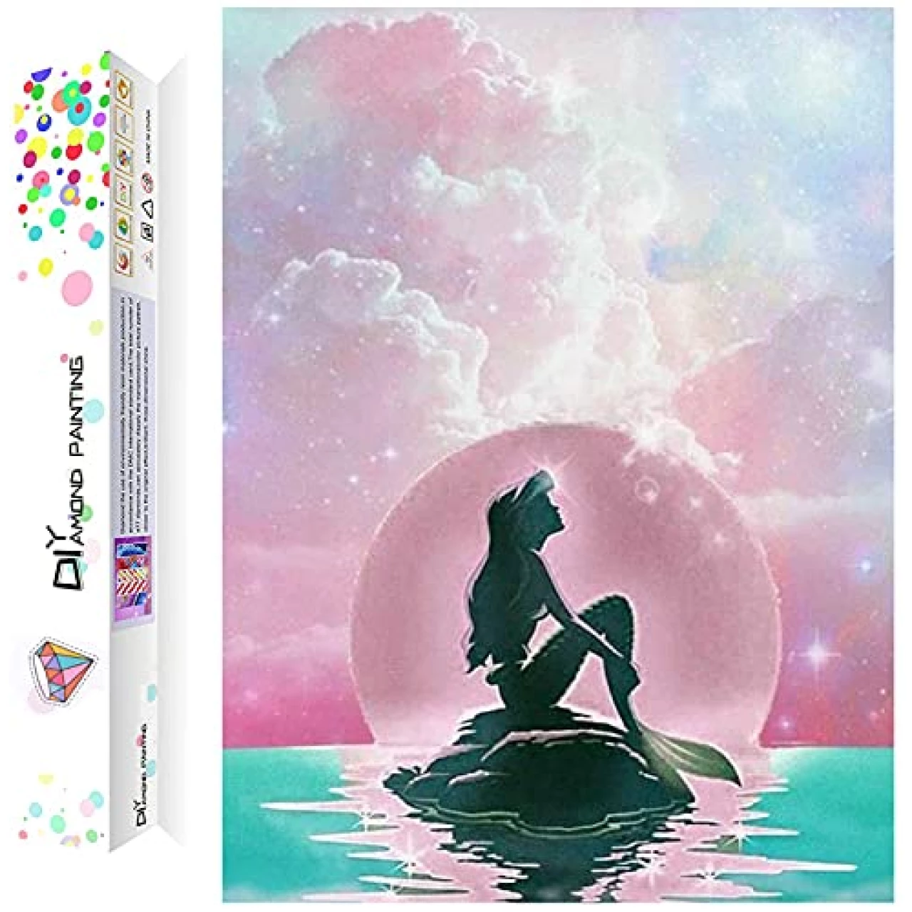 The Little Mermaid Disney Diamond Art DIY 5D Diamond Painting Kits for Adults and Kids Full Drill Arts Craft by Number Kits for Beginner Home Decoration 12x16 inch DP025