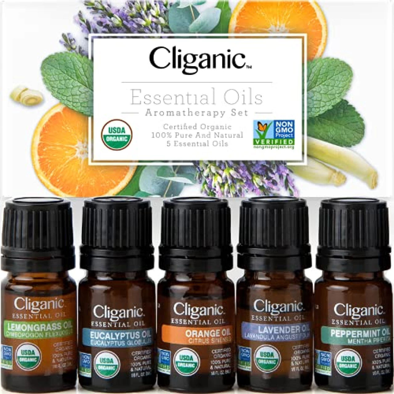 Cliganic Organic Essential Oils Set (Top 5)