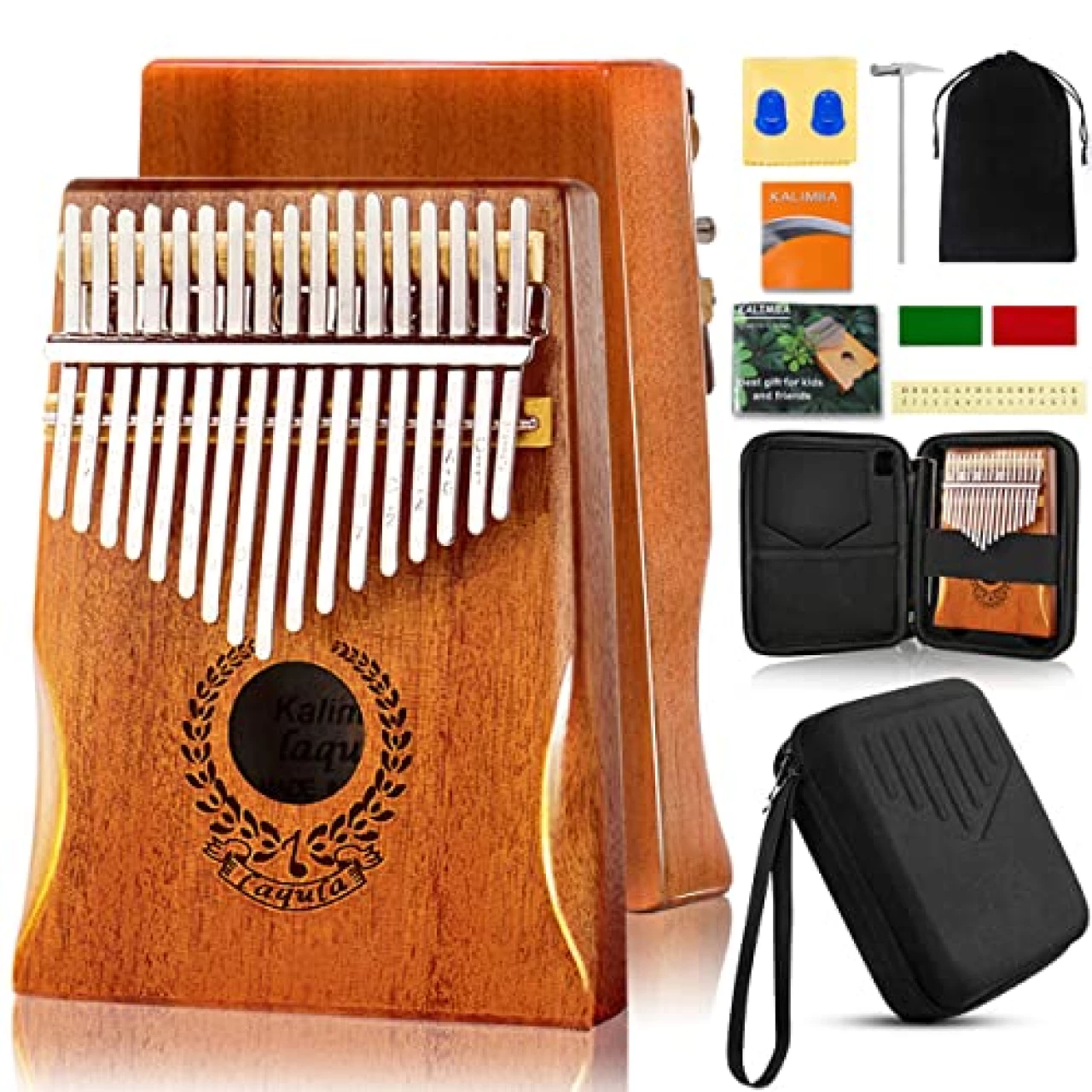 Kalimba Thumb Piano 17 Keys - Portable Mbira Sanza Finger Piano Professional Musical Instrument w/Protective Case, Study Instruction, Tuning Hammer Gifts for Kids Adults Beginners