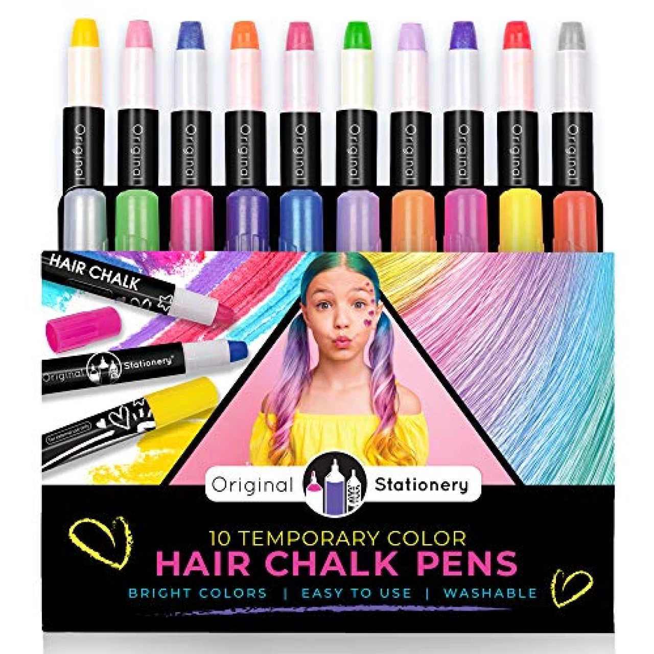 Original Stationery Hair Chalks Set for Girls, 10-Piece
