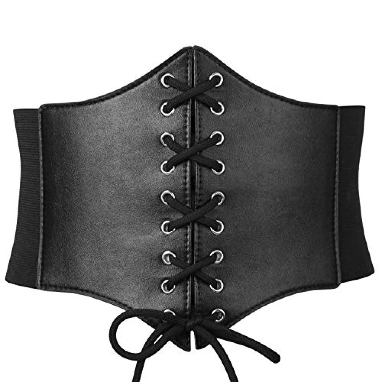 XZQTIVE Black Corset Waist Belt for Women, Wide Elastic Tie Waspie Belt for Dresses