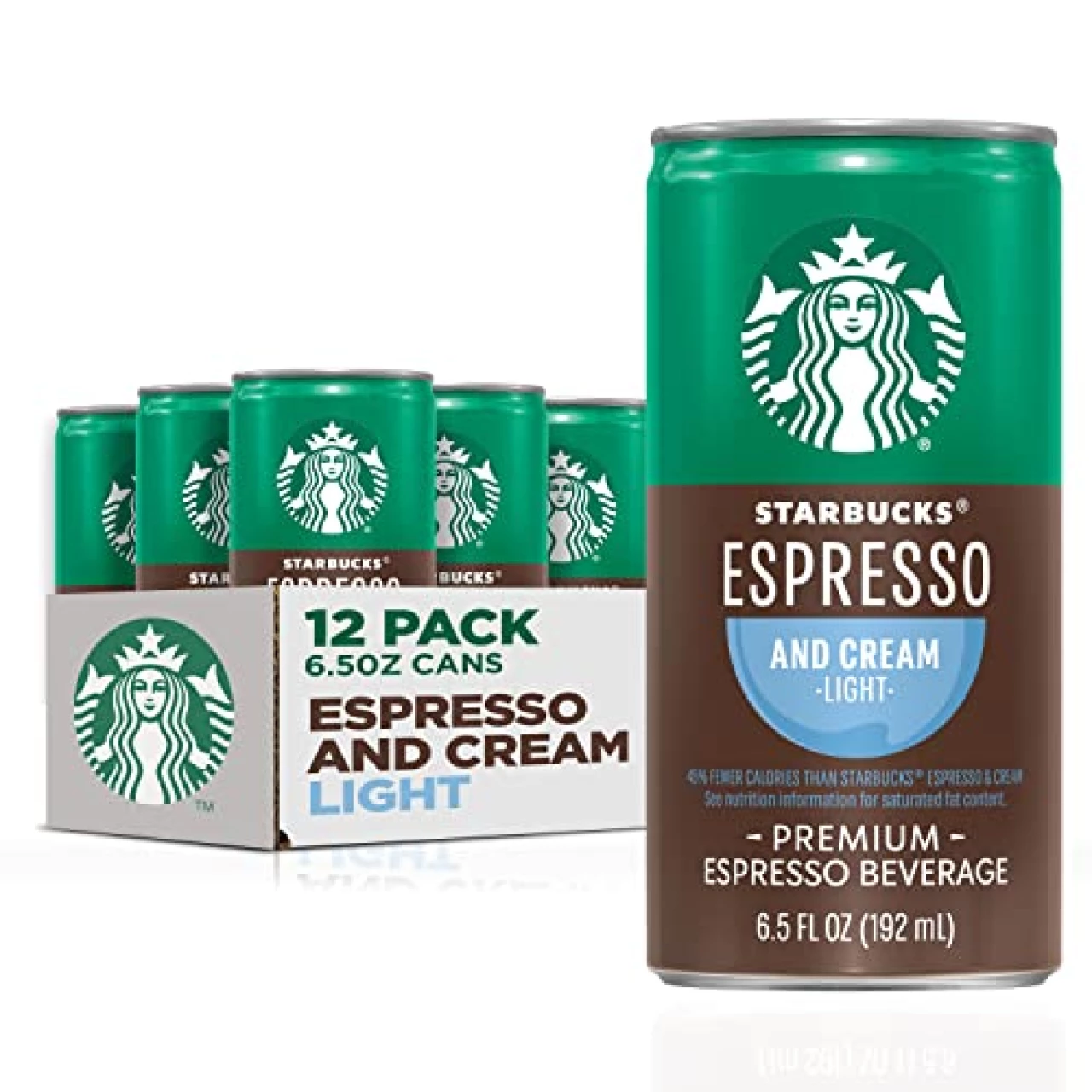 Starbucks Ready to Drink Coffee, Espresso &amp; Cream Light, 6.5oz Cans (12 Pack)