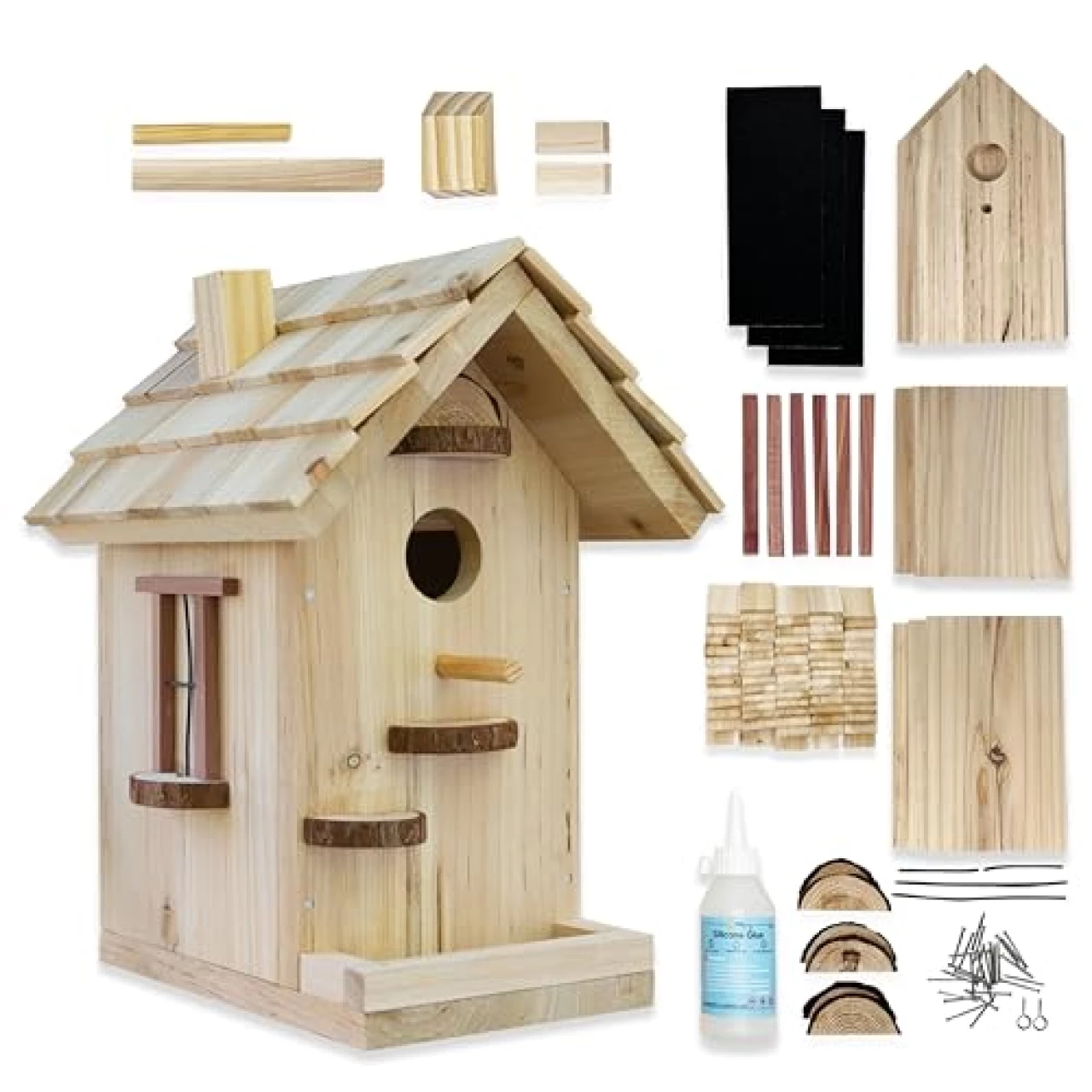 SparkJump Premium Wooden Bird House Kit - Build it Yourself Birdhouse