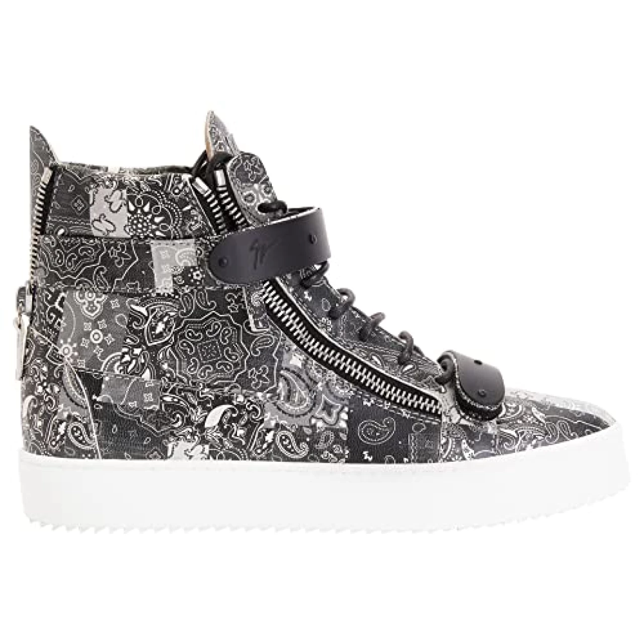 Giuseppe Zanotti, Coby Mid Top Leather Sneakers, 7, Black