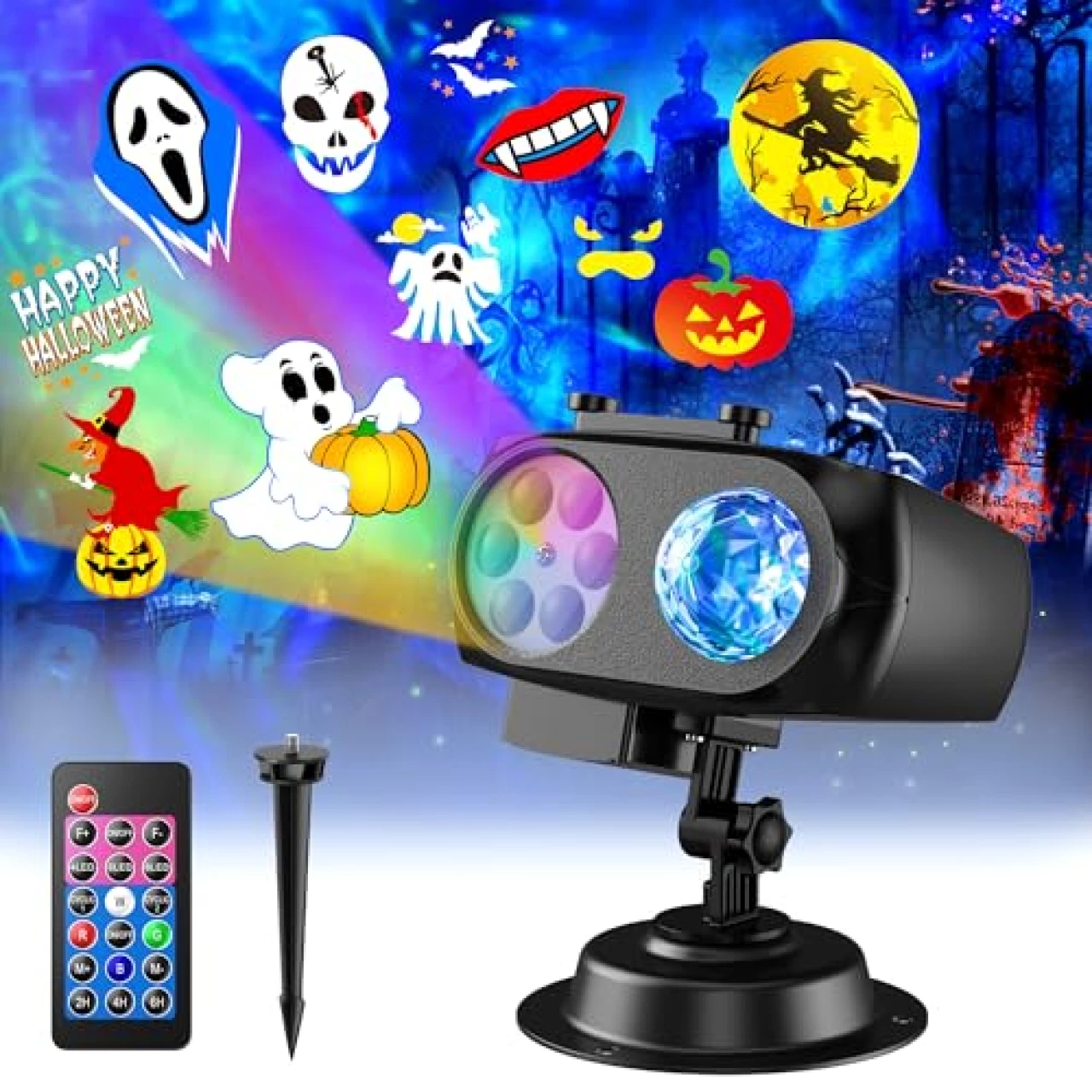 Halloween Projector Lights Outdoor, 2023 Upgrade 96 Patterns Holiday Decorations Projector Light
