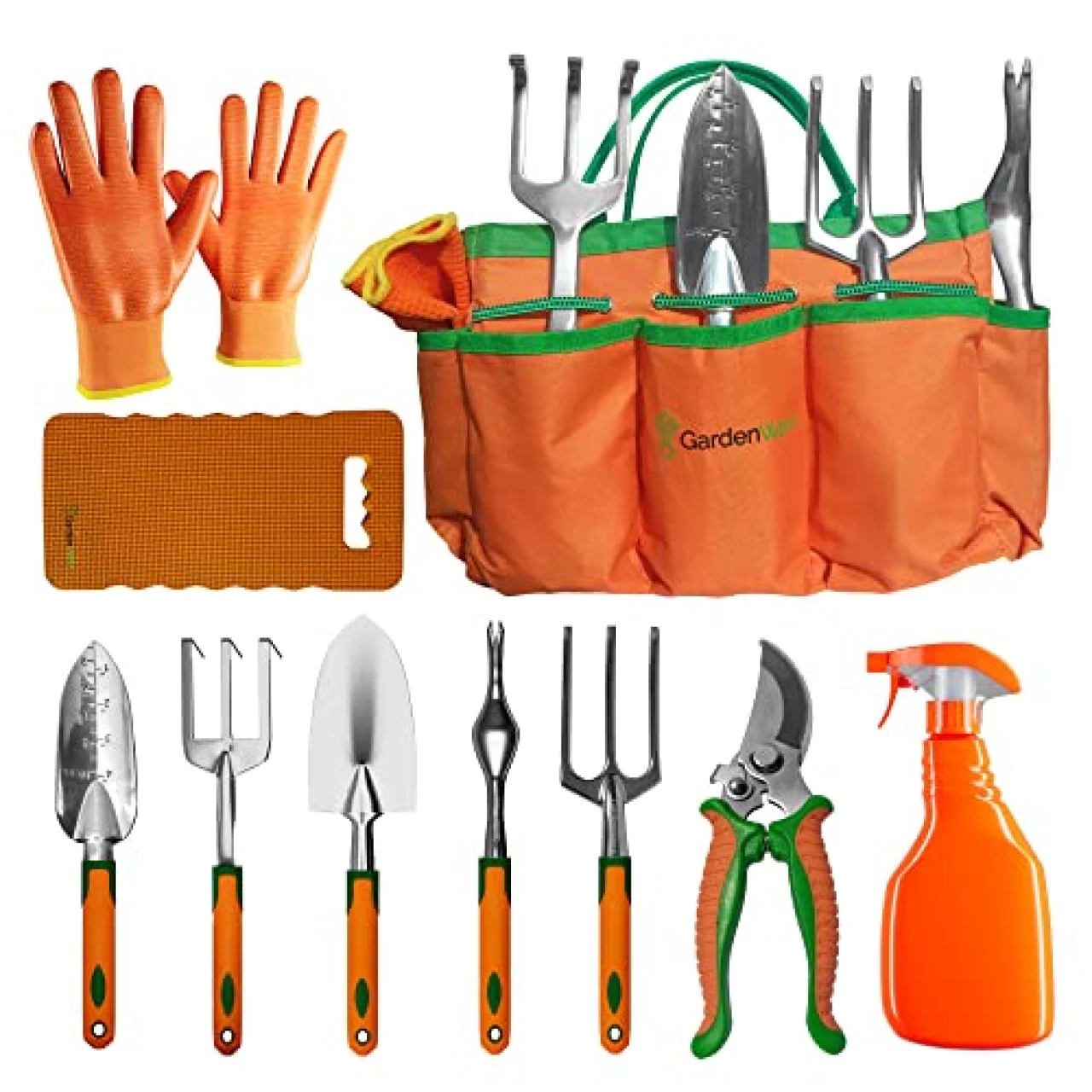 Gardening Hand Tool Set, 10 Pack Stainless Steel Kit with Tote Bag