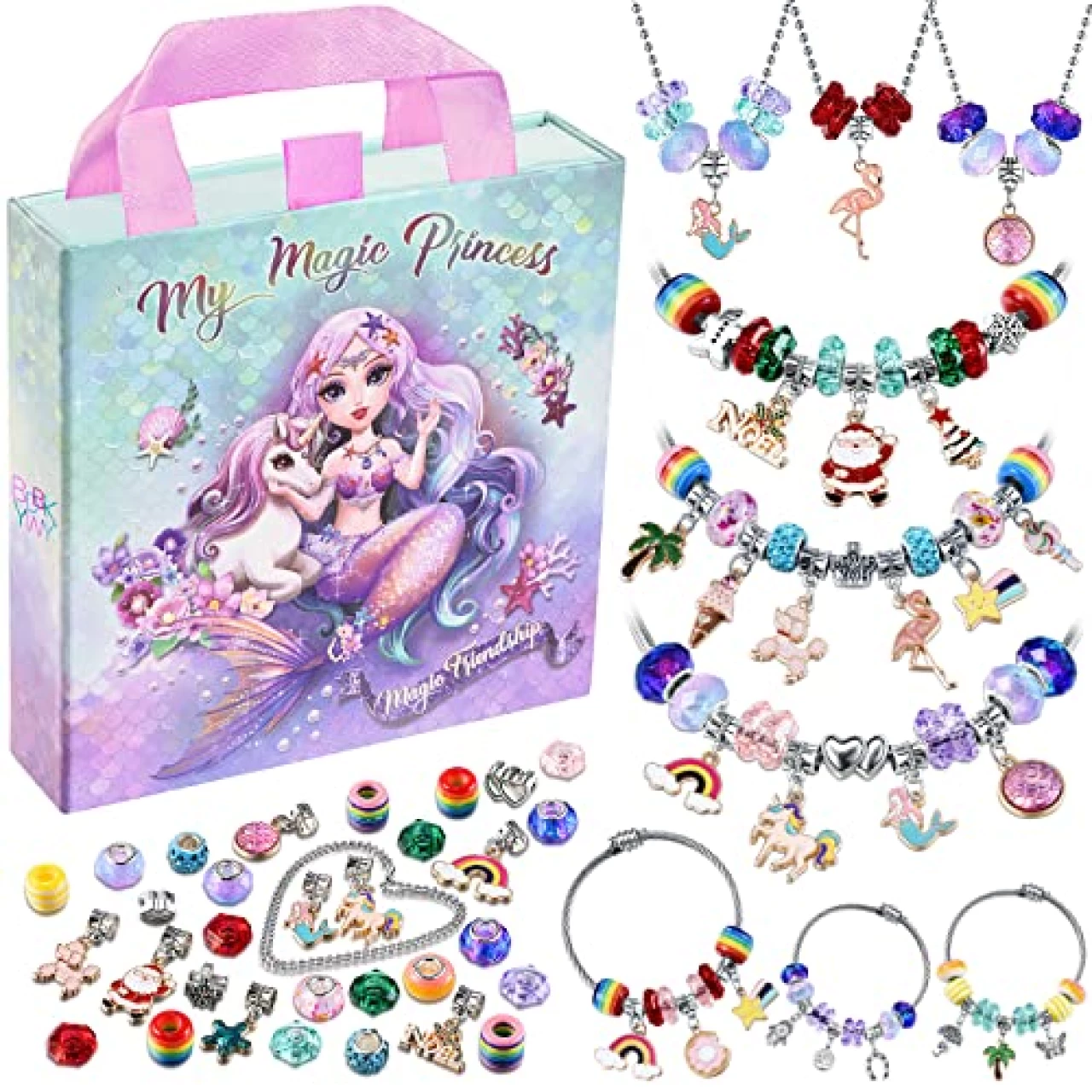 BDBKYWY Charm Bracelet Making Kit &amp; Unicorn/Mermaid Girl Toy
