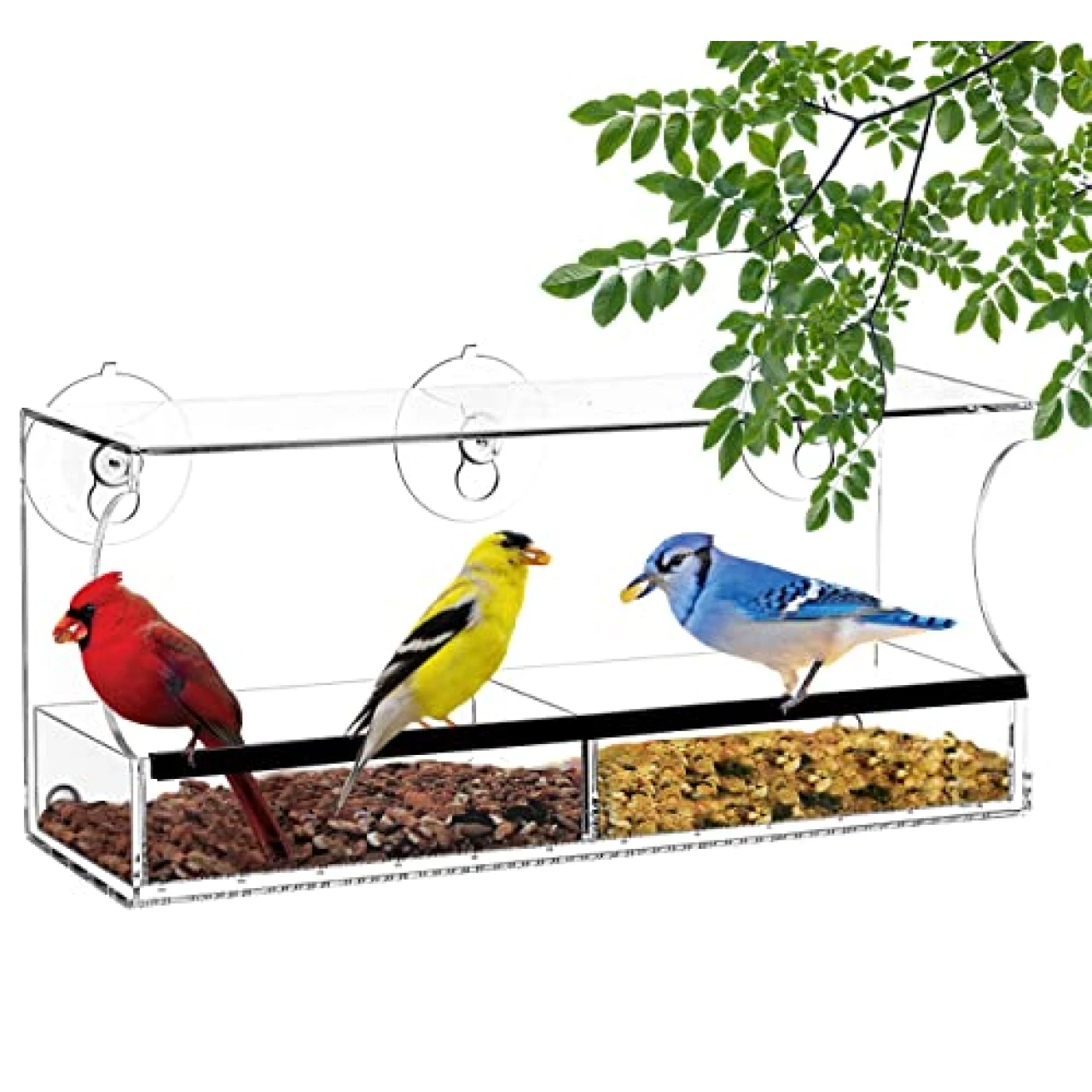 Window Bird Feeder with Strong Suction Cups, Clear Window Bird Feeders for Outside - Transparent Bird House, Balcony Glass Mount