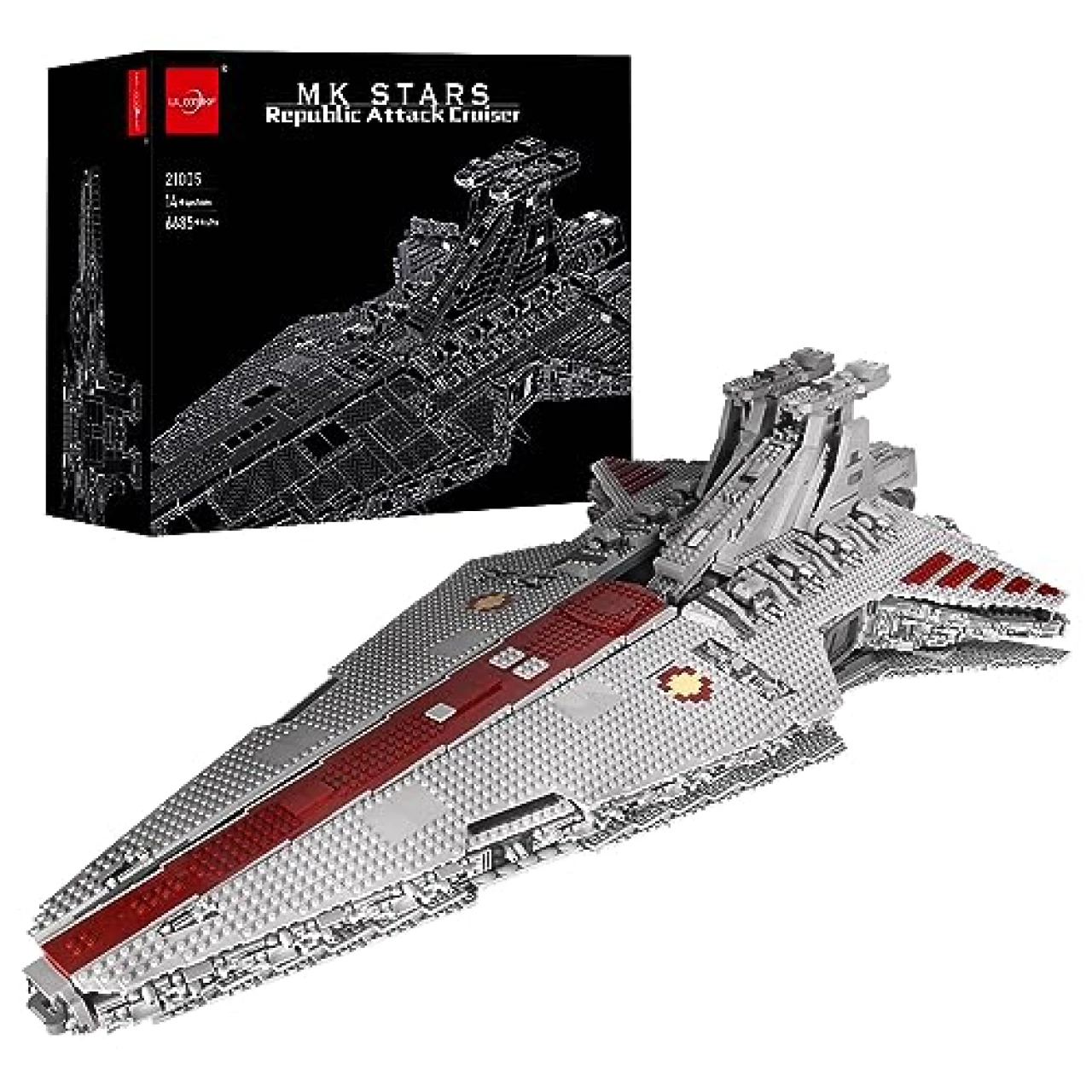 WLOXBKF MOC Super Star Destroyer Model, Venator-Class Republic Attack Cruiser Building Toy,Buildable Toy Model Gifts, UCS Collection Toy Building Kit for Adults Compatible with Star Wars 6685+Pcs