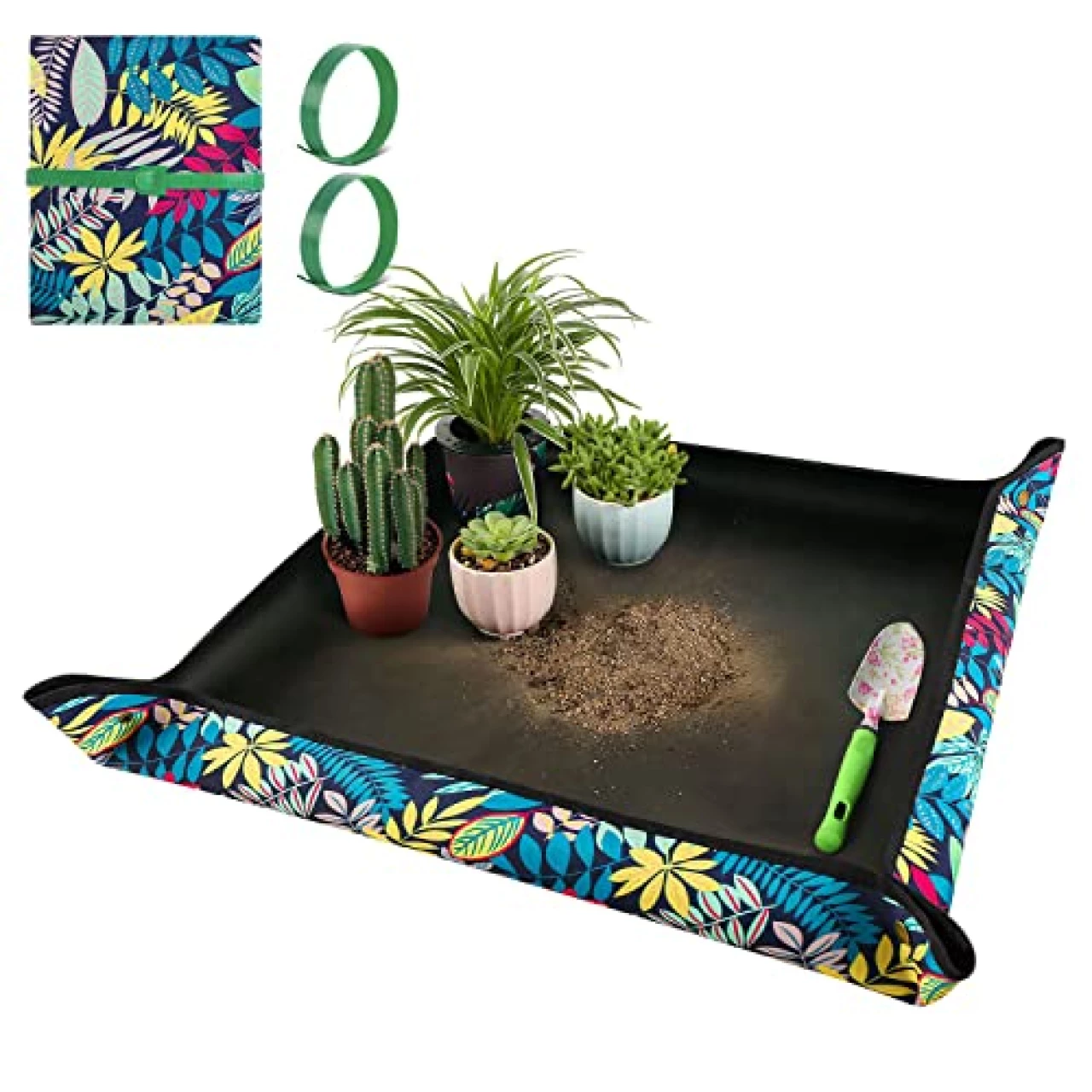 Repotting Mat for Plant Transplanting and Mess Control 29.5&quot;x 29.5&quot; Oxford Fabric Waterproof Potting Foldable Indoor Portable Gardening Tray Unique Gifts Lovers