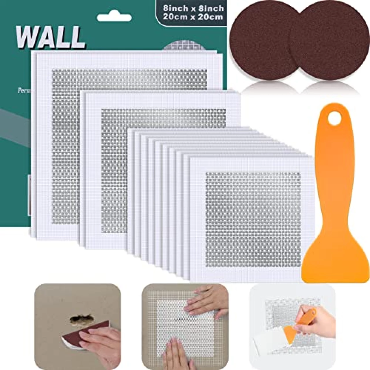 Mckanti 14 Pack Drywall Patch Kit - 4/6/8 Inch with Self-Adhesive Mesh