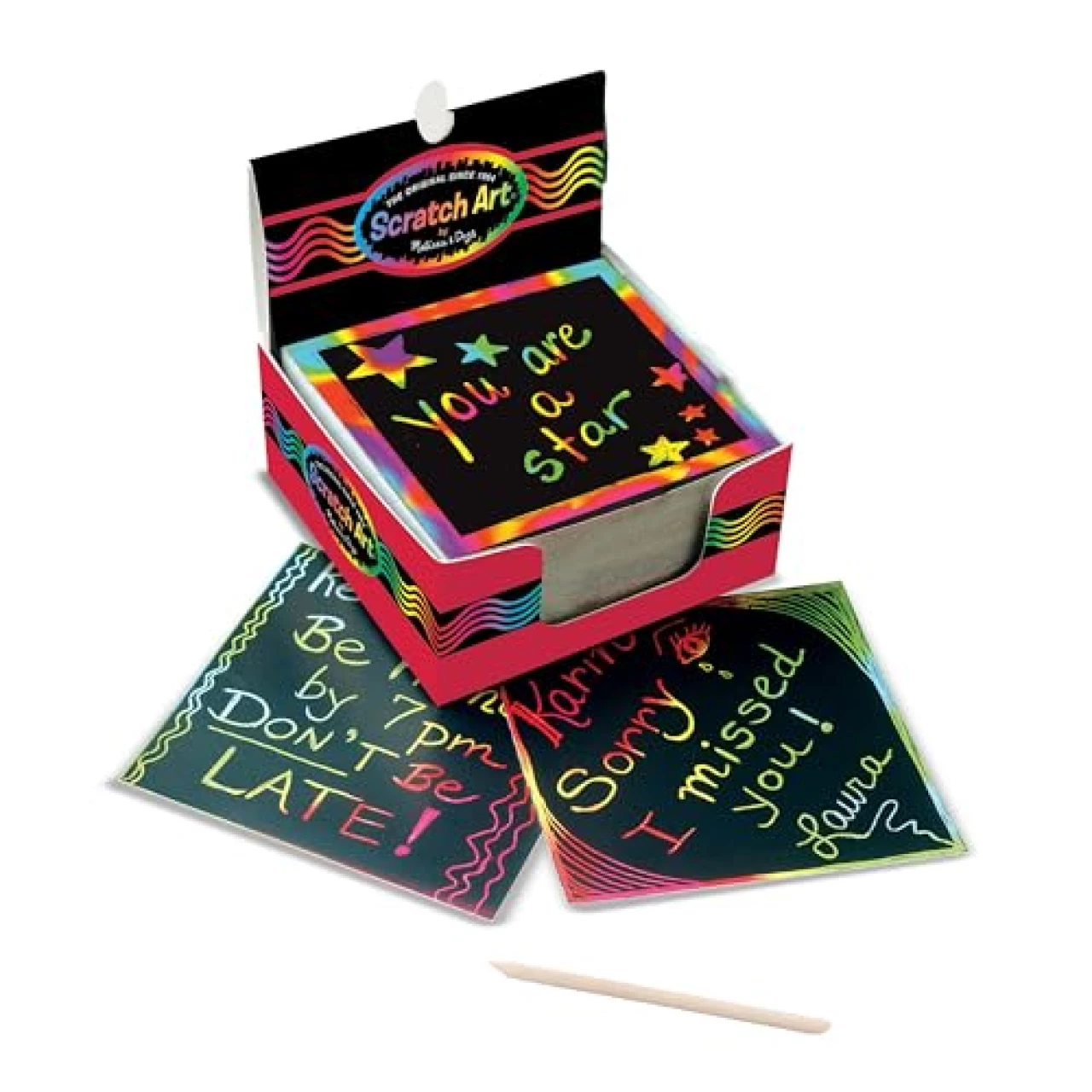 Melissa &amp; Doug Scratch Art Rainbow Mini Notes (125) With Wooden Stylus