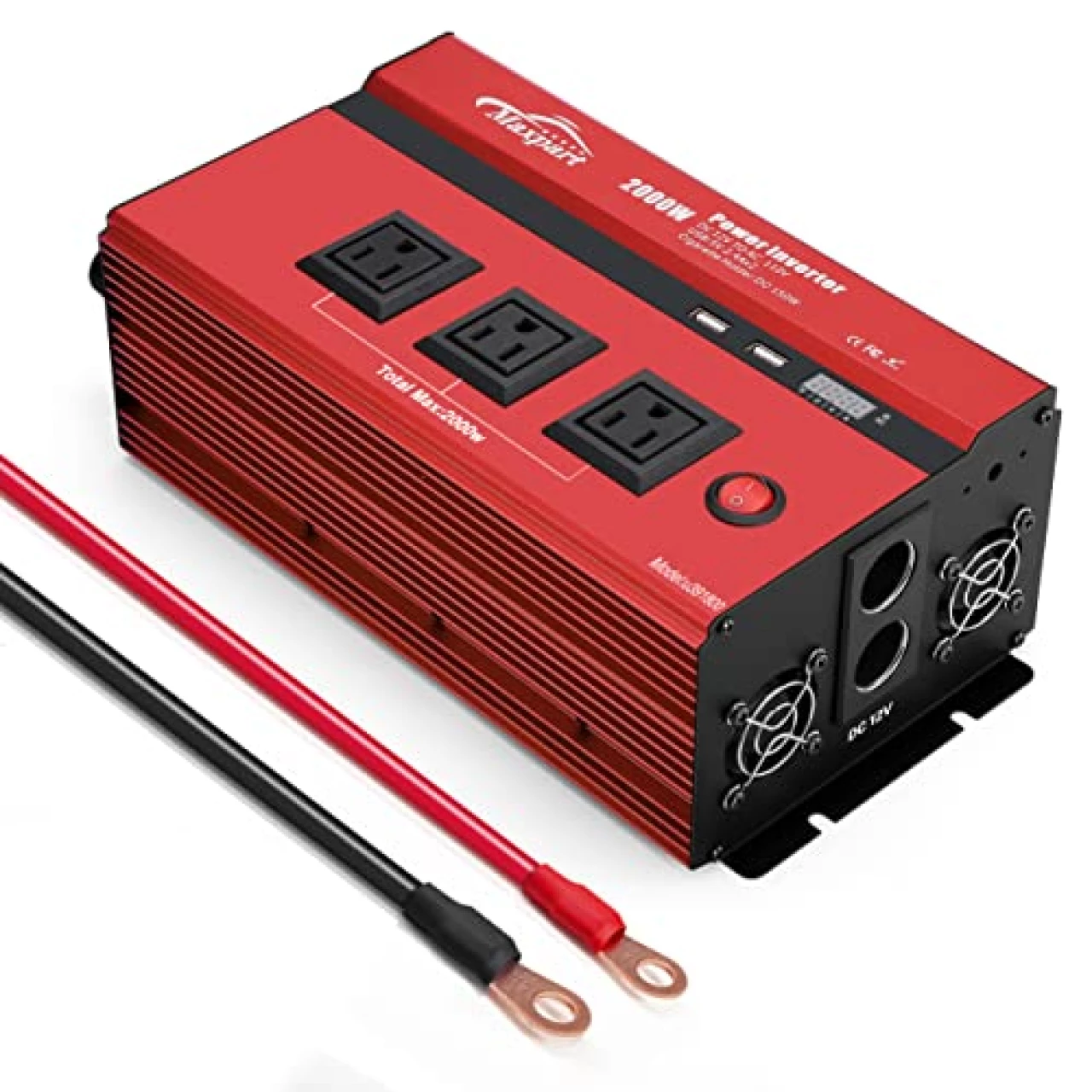 2000w Inverter 12v Car Power Inverters for Vehicles Truck with USB Charging Port Car Cigarette Lighter,12v DC to 110v AC Inverter Converter with 3 AC Outlets 2000 Watt Invertor Solar Battery Inverter