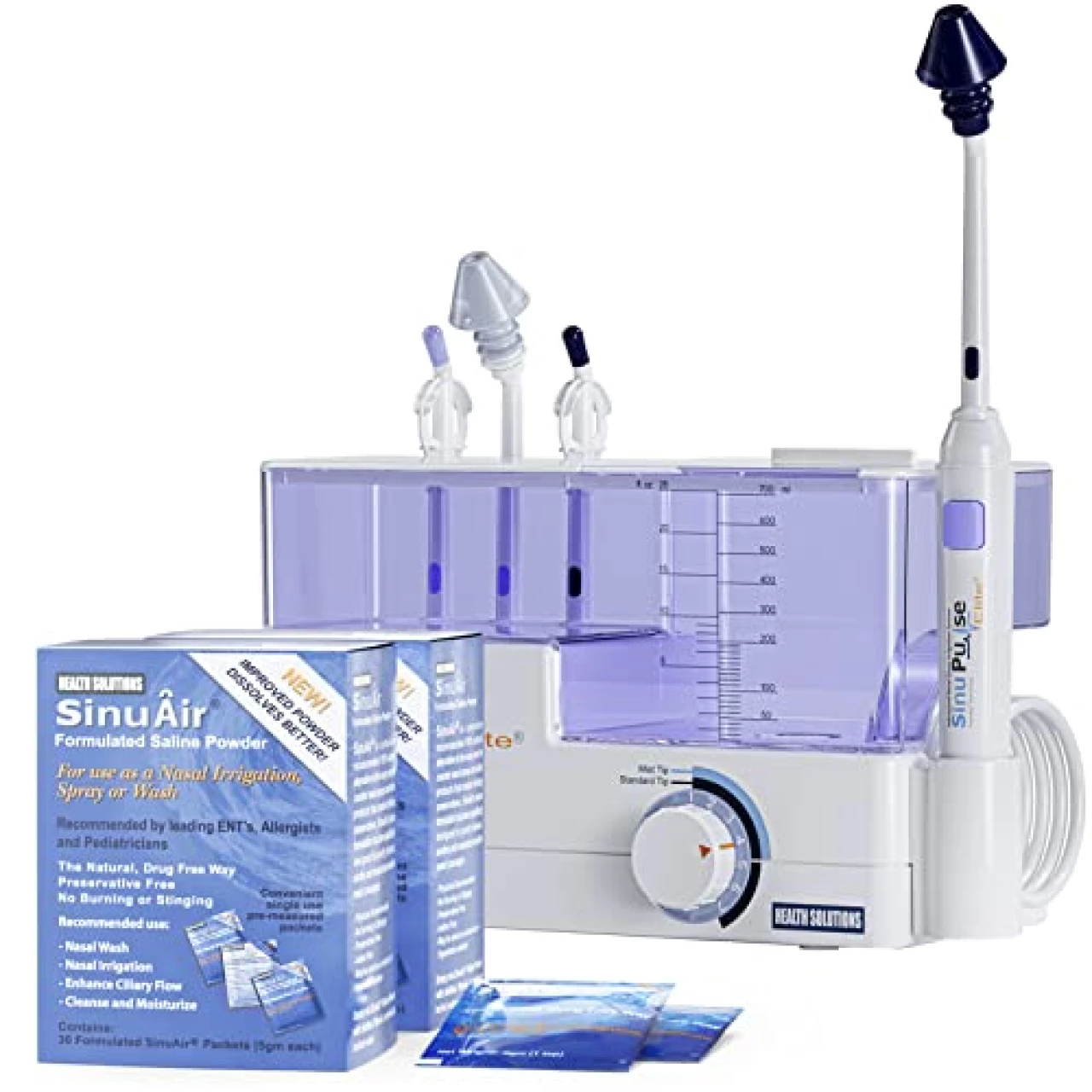 SinuPulse Elite Advanced Nasal Irrigation System - Pulsating Sinus Congestion Relief &amp; Sinus Rinse Machine, More Effective Than Neti Pot, Nose Spray or Nasal Wash Bottle, with 90 SinuAir Packets