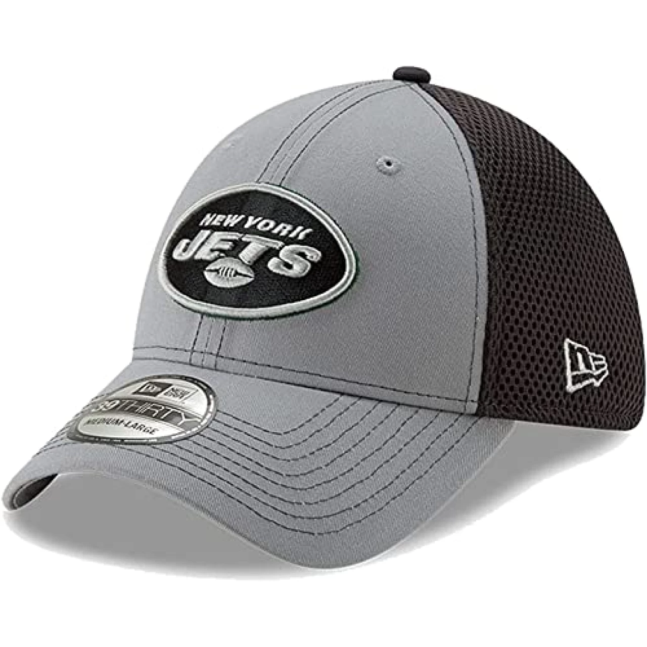 New Era NFL Grayed Out Neo 39Thirty Stretch Flex Fit Hat Cap (as1, Alpha, s, m, New York Jets)