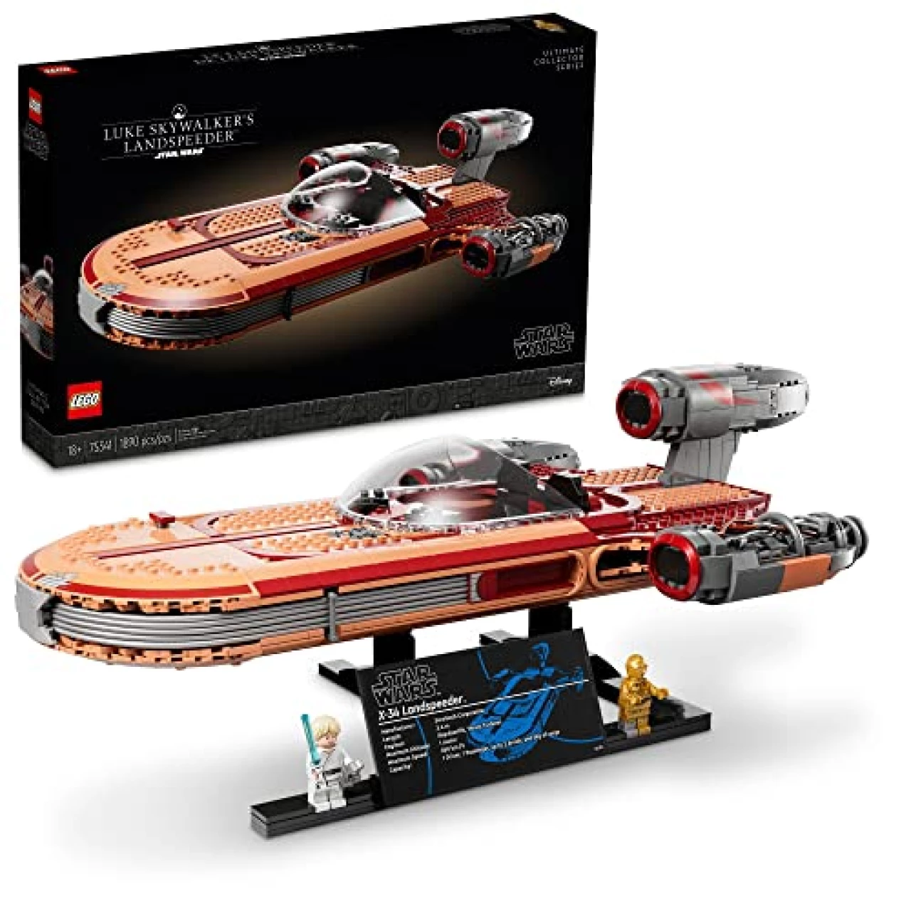 LEGO Star Wars Luke Skywalker&rsquo;s Landspeeder 75341, Ultimate Collector Series Star Wars Building Kit for Adults, Includes Luke Skywalker Lightsaber and C-3PO Minifigure, Gift Idea for Star Wars Fans