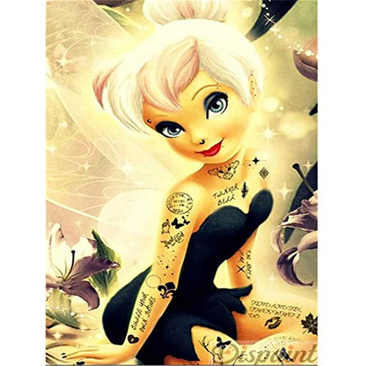 5D Diamond Painting by Number Kit,Tattoo Girl Gothic Tinkerbell Etsy Full Drill Embroidery Cross Stitch Picture Supplies Arts Craft Wall Sticker Décor 11.8x15.7 inch