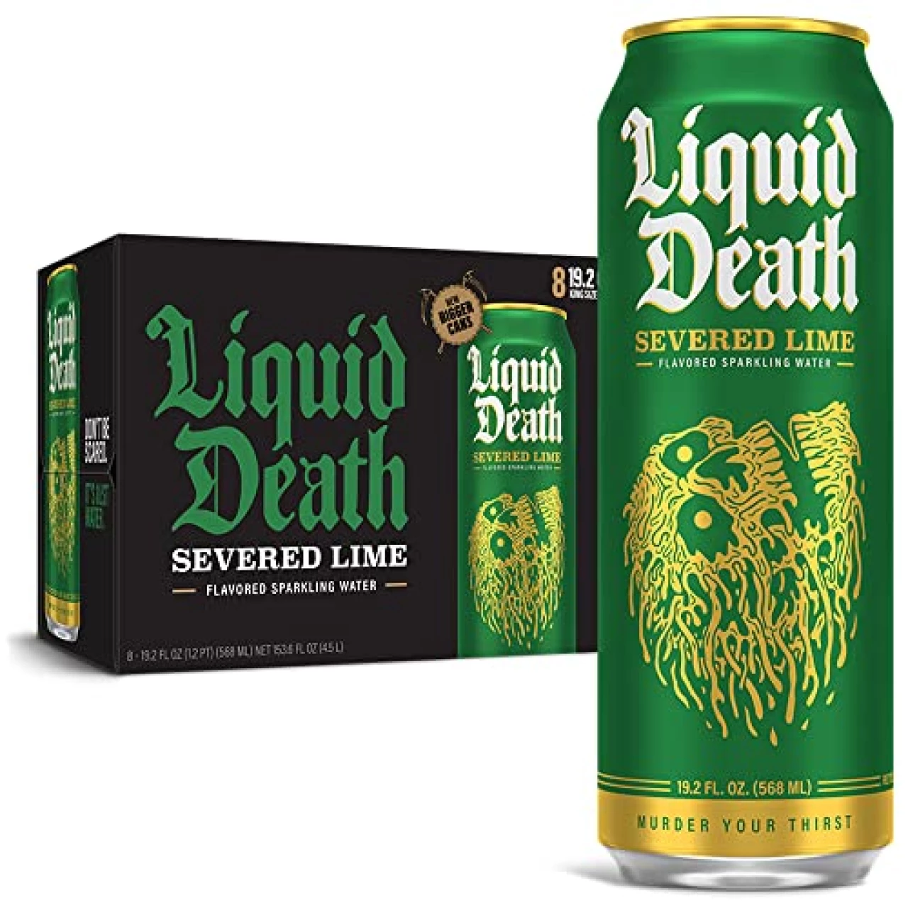 Liquid Death Flavored Sparkling Water, 19.2 oz King Size Cans (8-Pack)