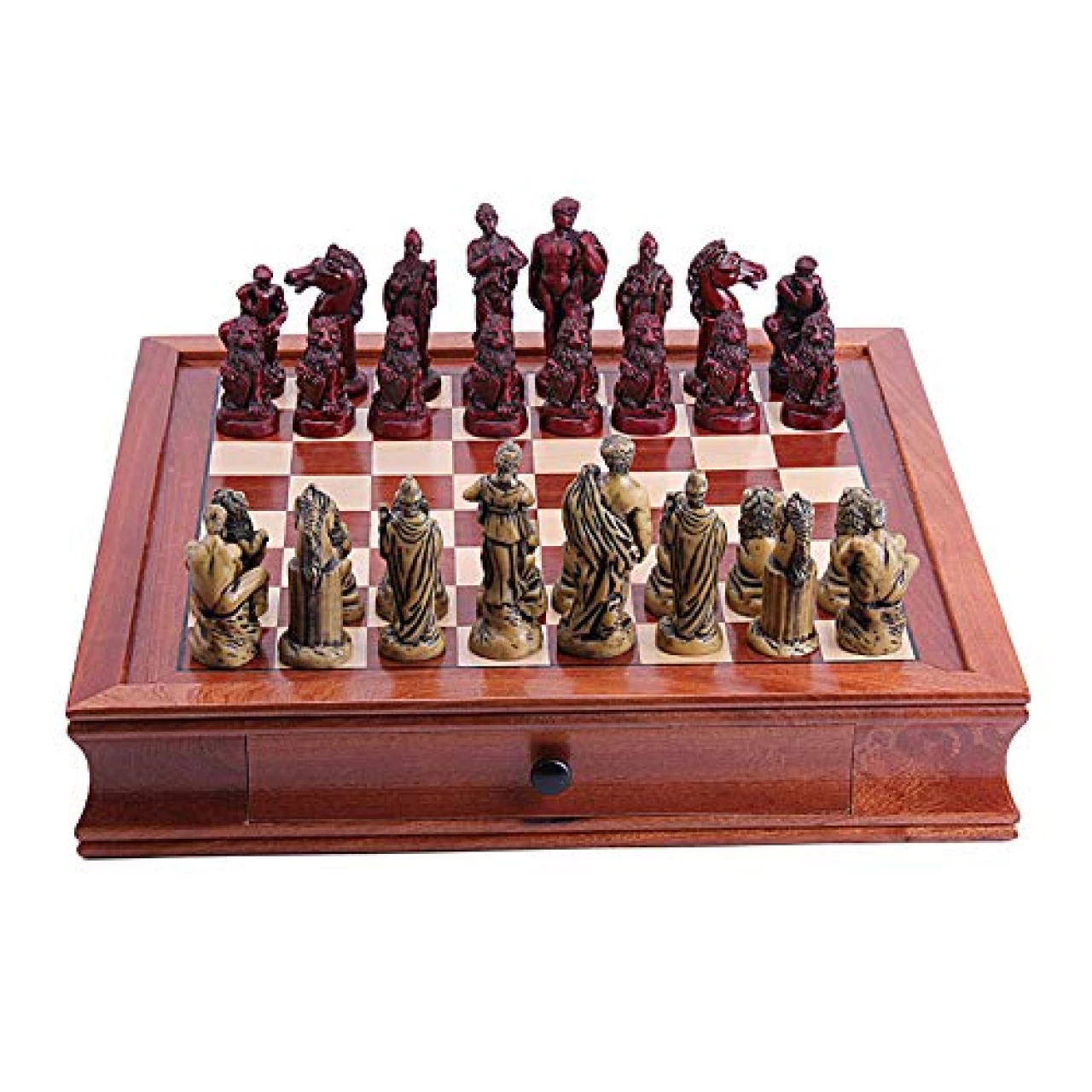 LANGWEI Board Games for Adults and Family | Chess Set | Solid Wood Chess Table with Pieces Checkers and Antique Roman Chess Pieces