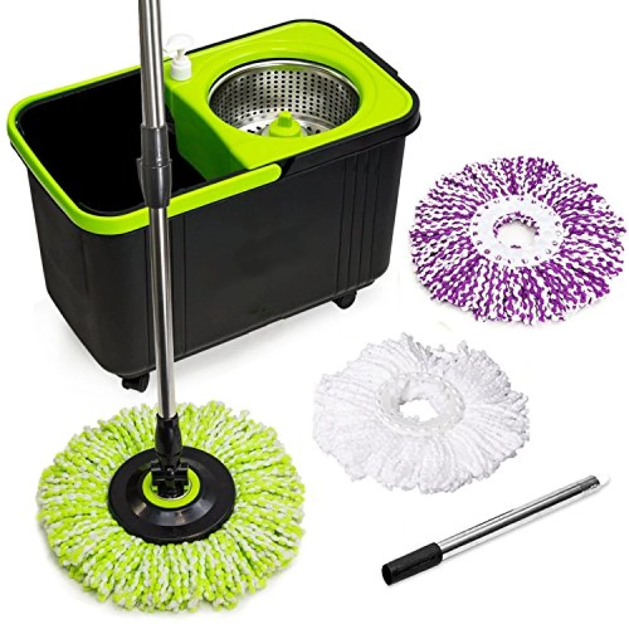 Simpli-Magic 79117 Spin Mop Cleaning Kit with Refills, Mop &amp; Refills, Black/Green