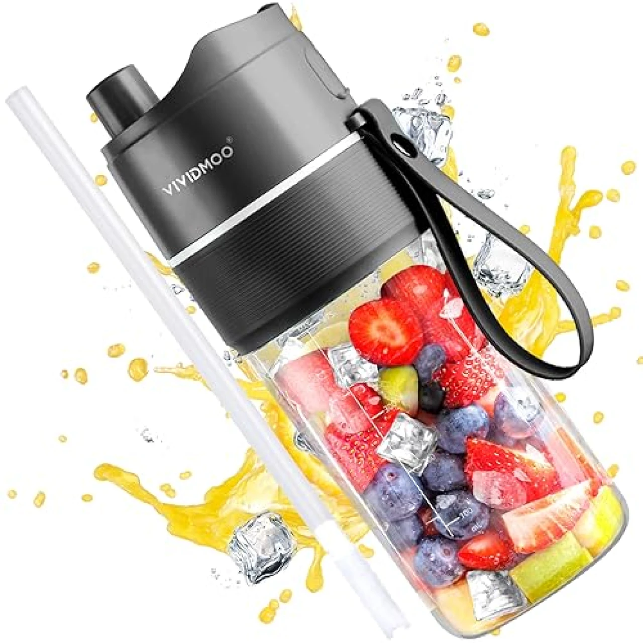 Portable Blender, Shakes and Smoothies Personal Blender, 16 Oz Portable Smoothie Blender, 5000mAh Portable Blender Rechargeable, Fresh Juicer Personal Blender, BPA-Free Smoothies Blender (Black)