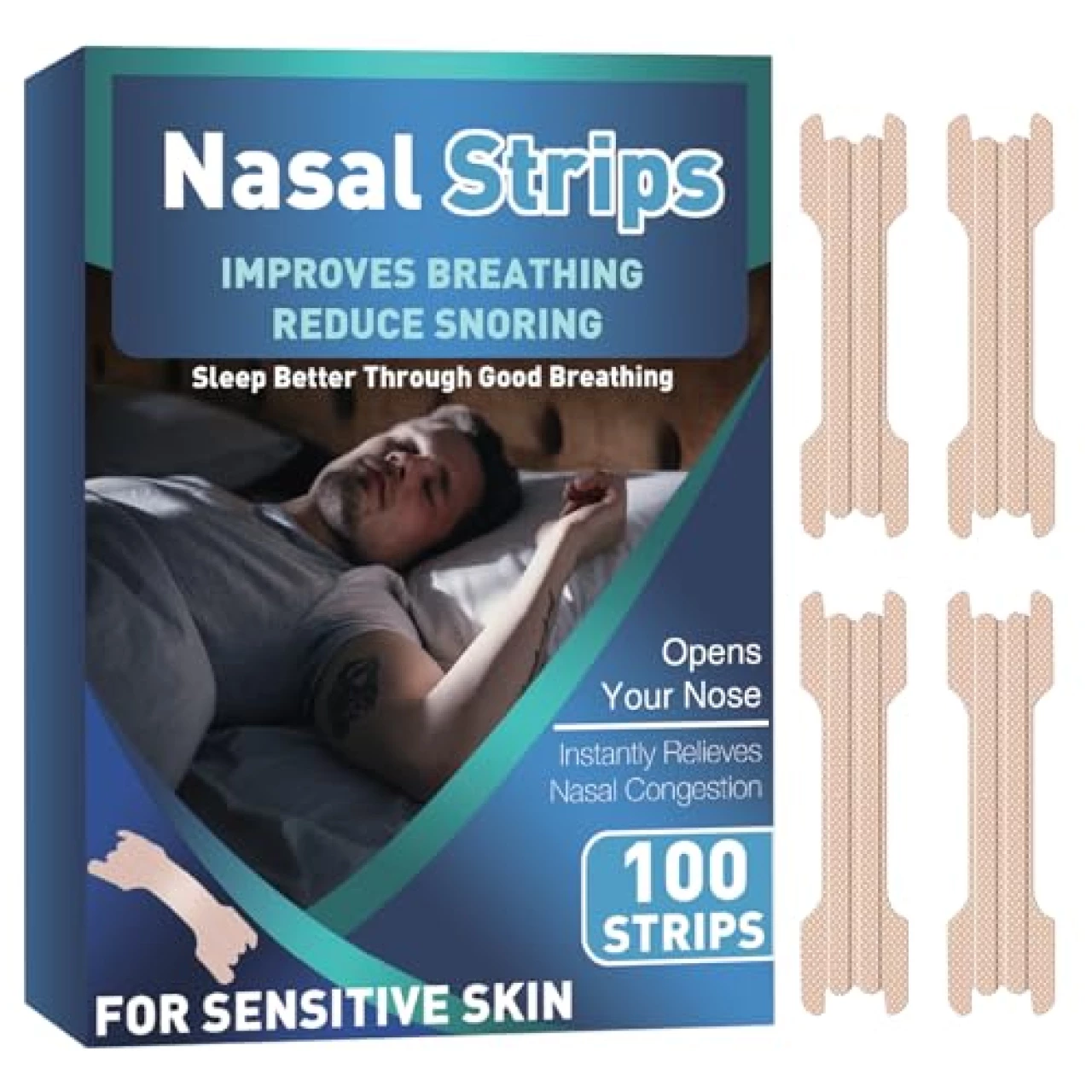 Nasal Strips - 100 PCs Breathing Nasal Strips, Nose Strips for Snoring Extra Strength