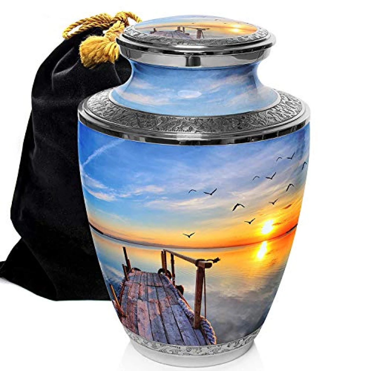 Sunset Urns Cremation Urns for Human Ashes Adult for Funeral, Burial, Niche, or Columbarium Cremation - Urns for Adult Ashes - Cremation Urns for Human Ashes - Large (Dock of The Bay, Extra Large)