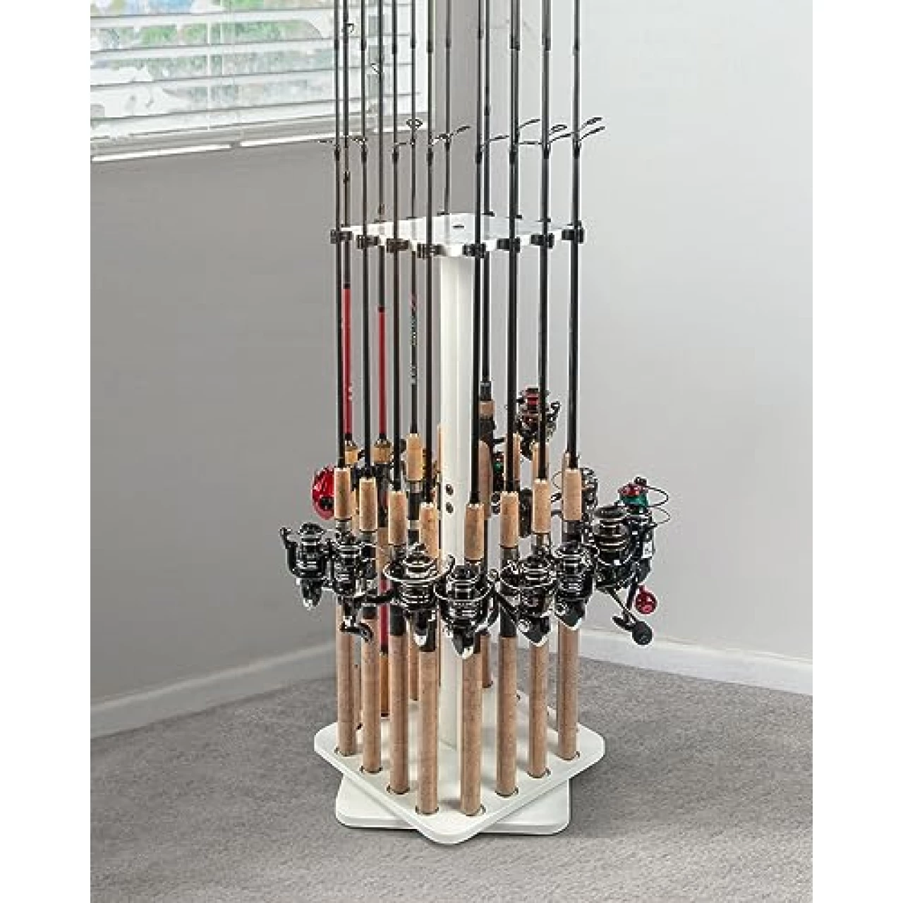 Fishing Rod Holders for Garage 360 Degree Rotating Fishing Pole Rack