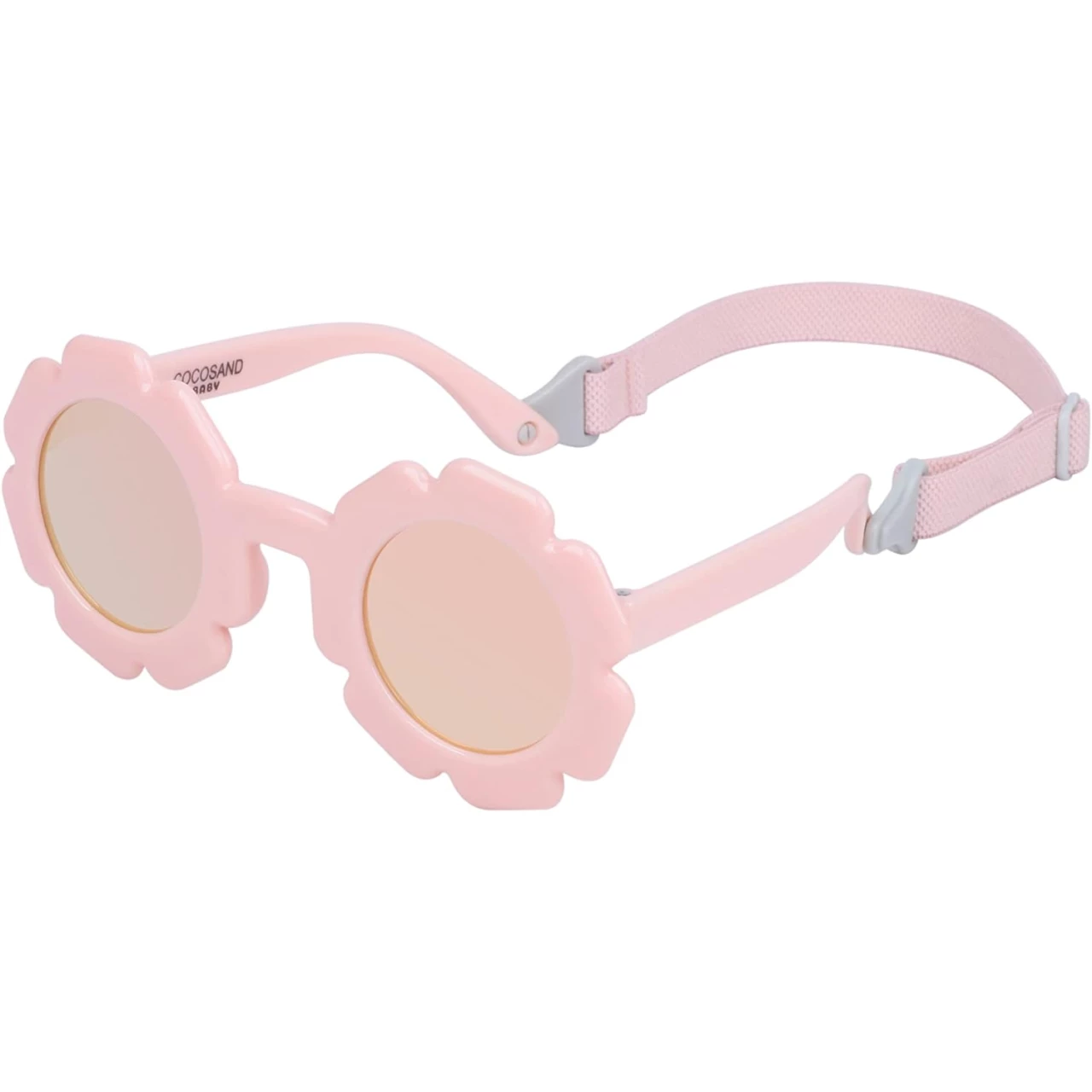 COCOSAND Toddler Sunglasses with Strap Polarized Lens Retro Flexible Flower Frame for Baby Kids Boys Girls Age 3-24 Months