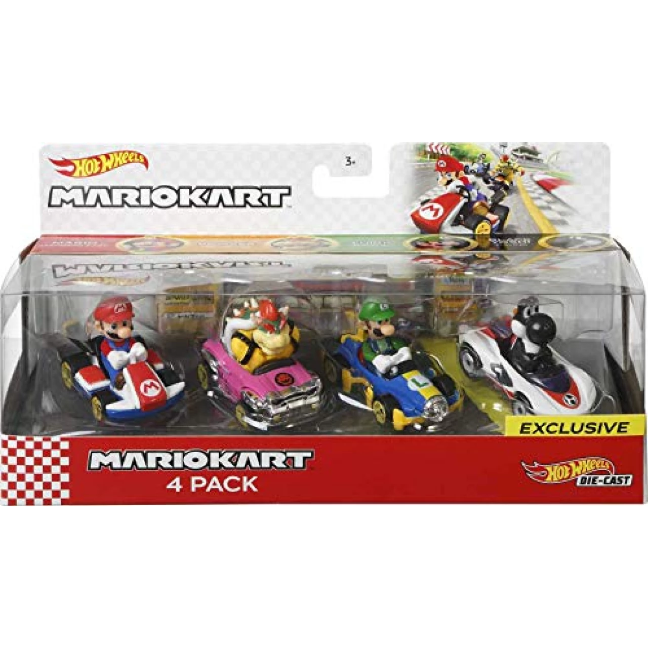 Hot Wheels Mario Kart Characters and Karts as Hot Wheels Die-Cast Toy Cars 4-Pack (Amazon Exclusive)