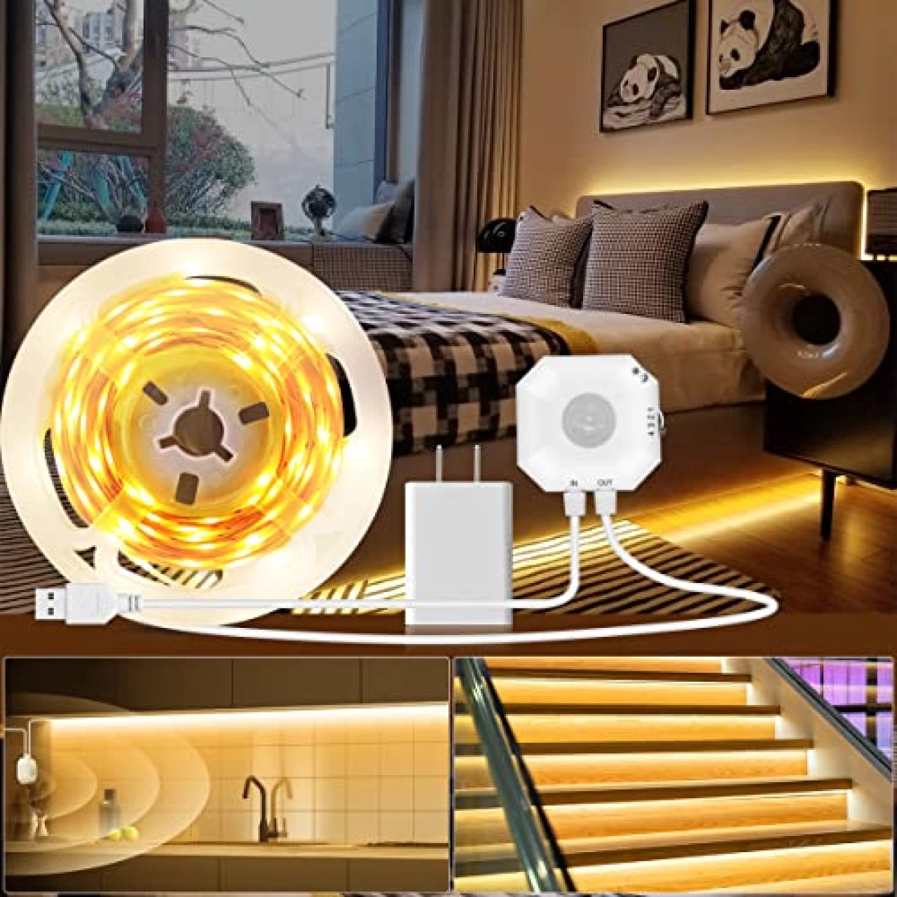 Daymeet Motion Sensor LED Strip Lights, 9.8ft Under Bed Lights