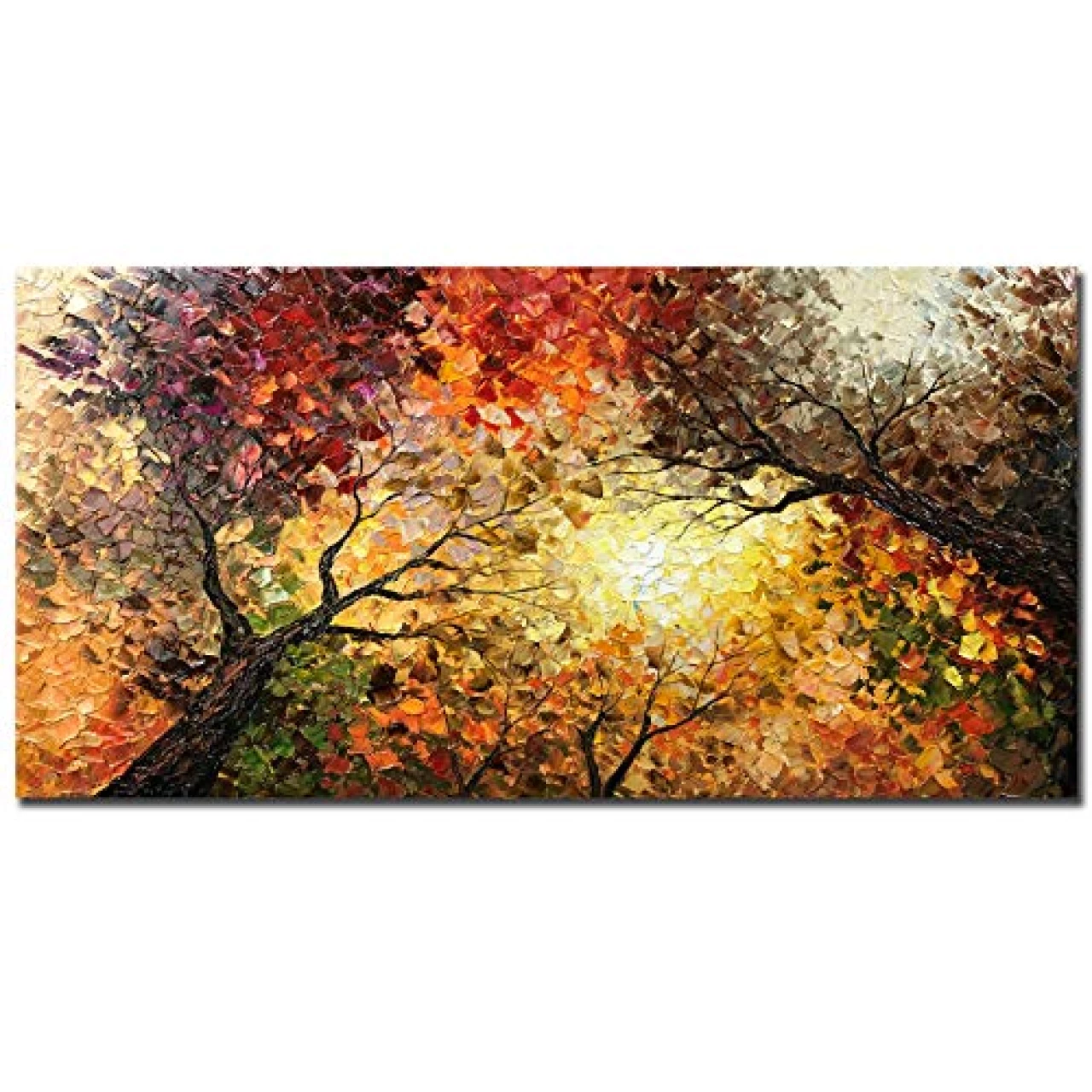 Tiancheng Art,30x60 Inch Modern Hand-Painted Tree Art Oil Painting Acrylic Abstract Wooden Frame Canvas Wall Art