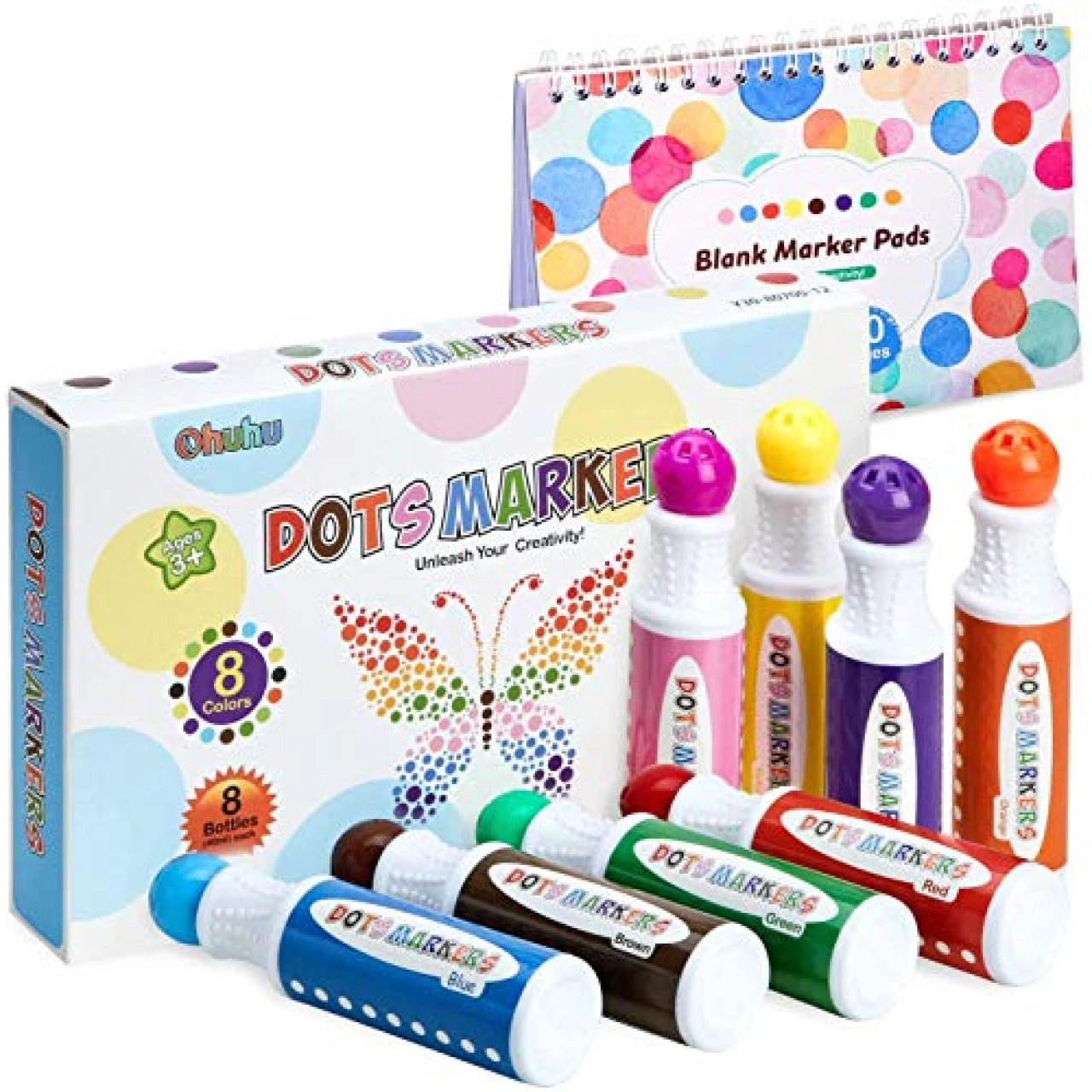 Ohuhu Washable Dot Markers for Toddler 8 Colors Bingo Daubers