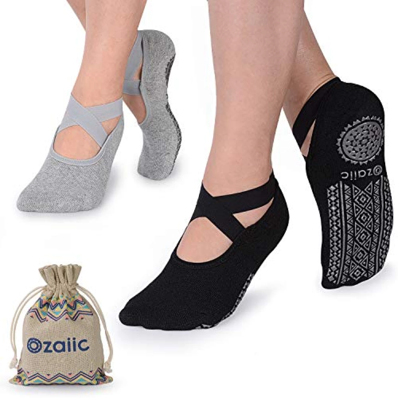 Yoga Socks for Women Non-Slip Grips &amp; Straps