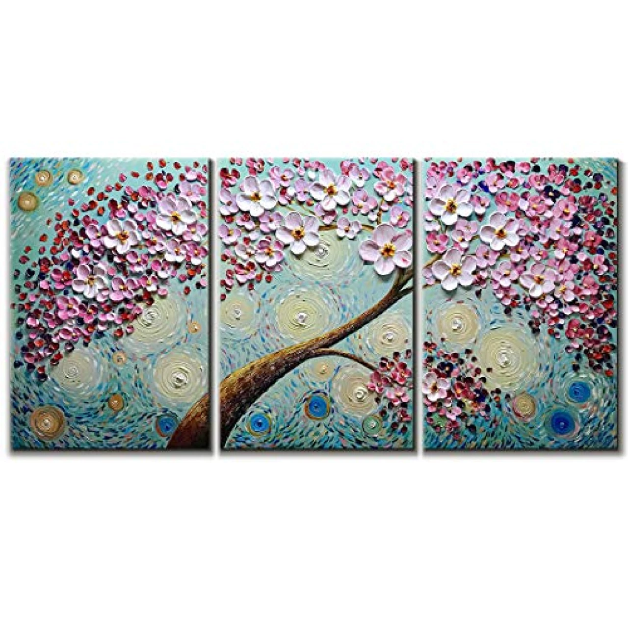 V-inspire Paintings, 24x36Inchx3 Paintings Oil Hand Painting 3D Hand-Painted On Canvas Abstract Artwork Art Wood Inside Framed Hanging Wall Decoration Abstract Painting