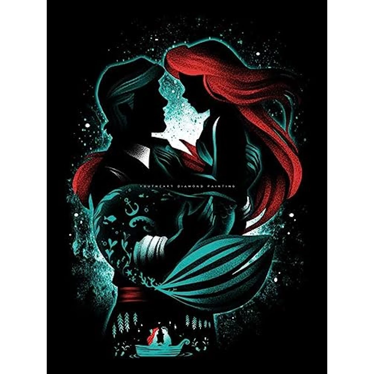 Youtheart Diamond Painting Prince and Princess Diamond Art Little Mermaid, 5D Full Drill Cross Stitch Embroidery Kits