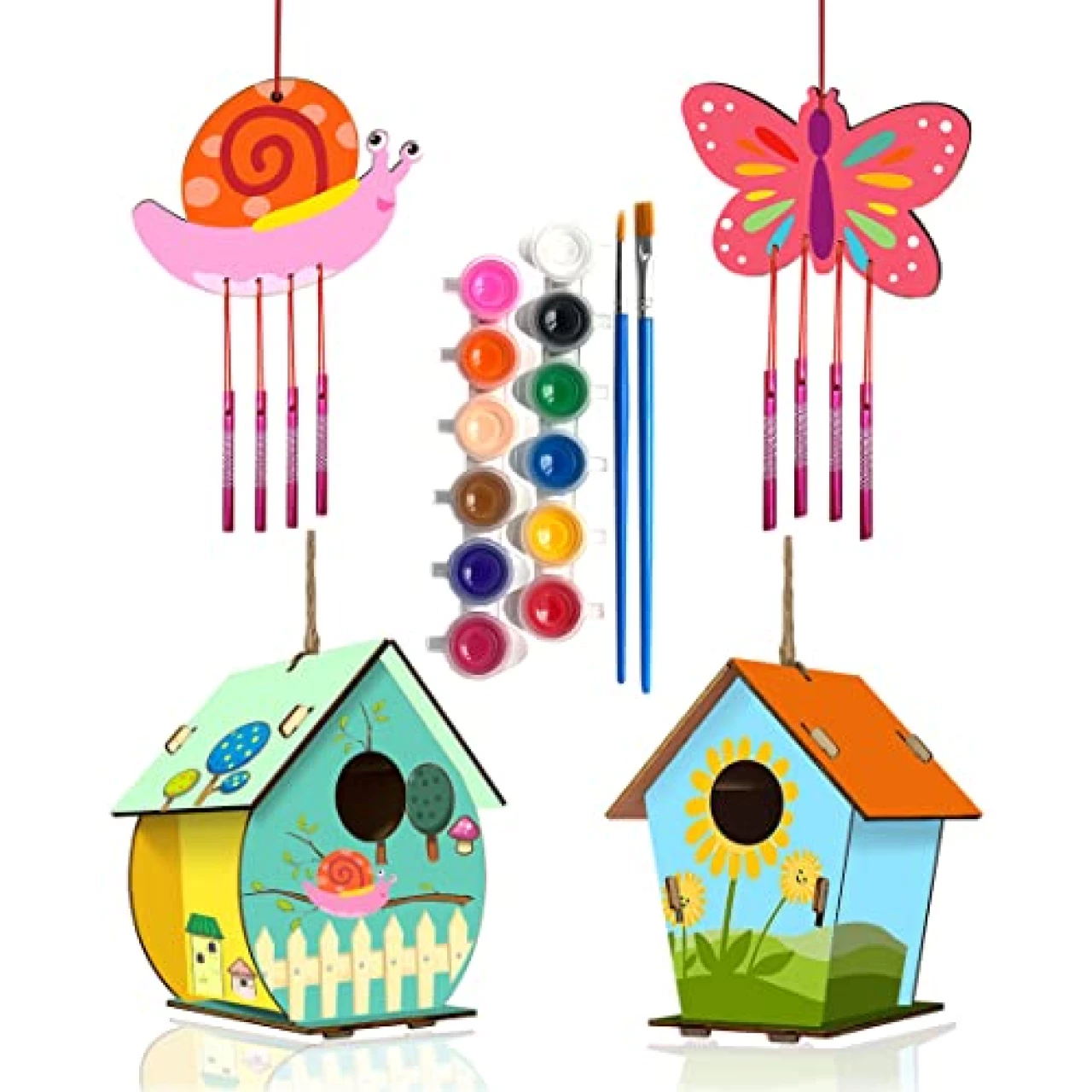 HOME COMPOSER 4 Pack DIY Bird House Wind Chime Kits for Children