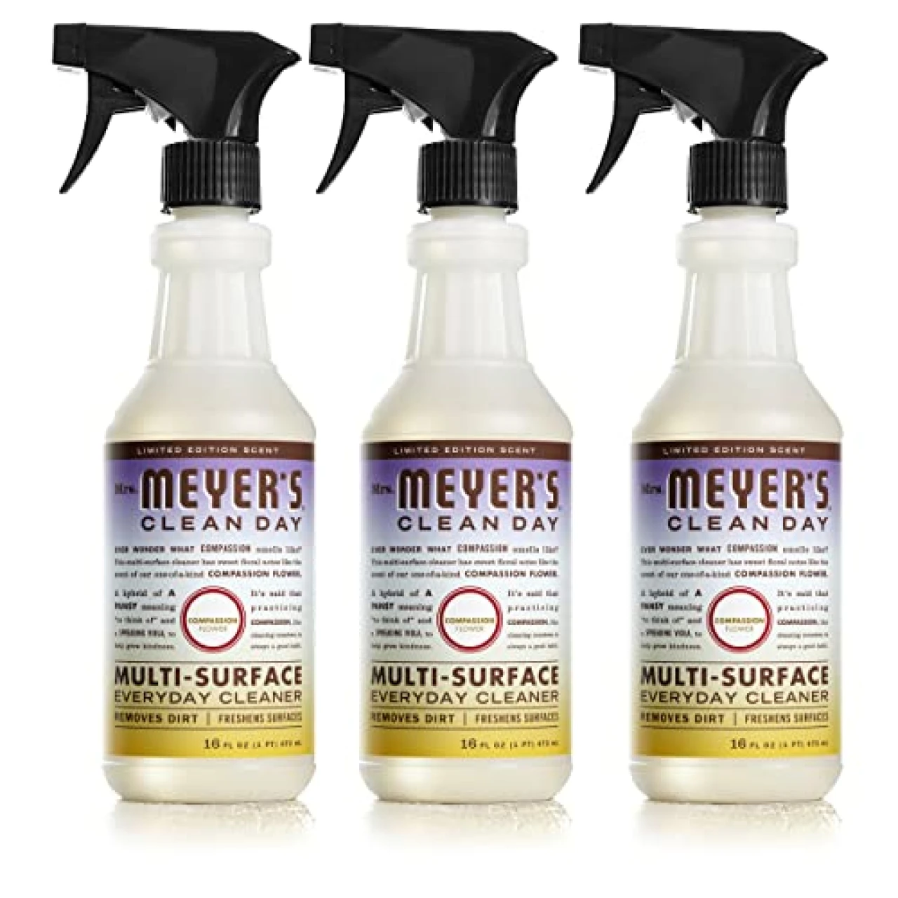 MRS. MEYER&rsquo;S CLEAN DAY All-Purpose Cleaner Spray, Compassion Flower, 16 fl. oz (Pack of 3)